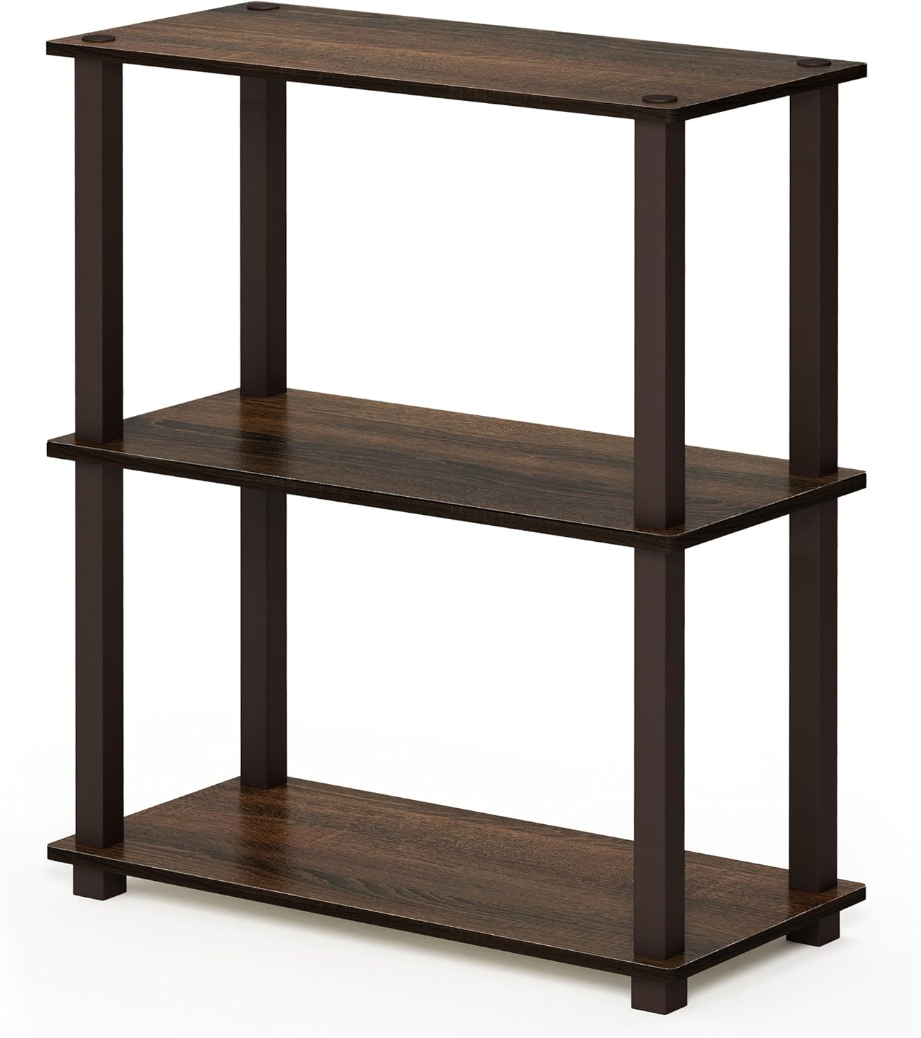 Furinno Turn-S-Tube 3-Tier Compact Multipurpose Shelf with Square Tube, Walnut/Brown (18025WN/BR)