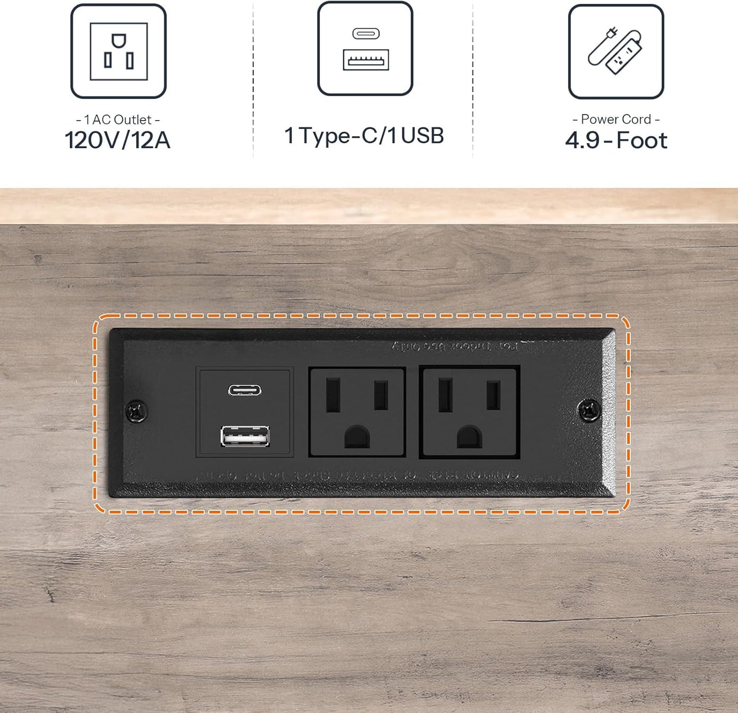 HOOBRO Bar Table with Charging Station, Rectangular Pub Table, High Top Coffee Table, Counter Bar Height Table, Narrow Long Dining Table, 35.4" L x 15.7" W x 35.6" H, Greige BG90UBT01