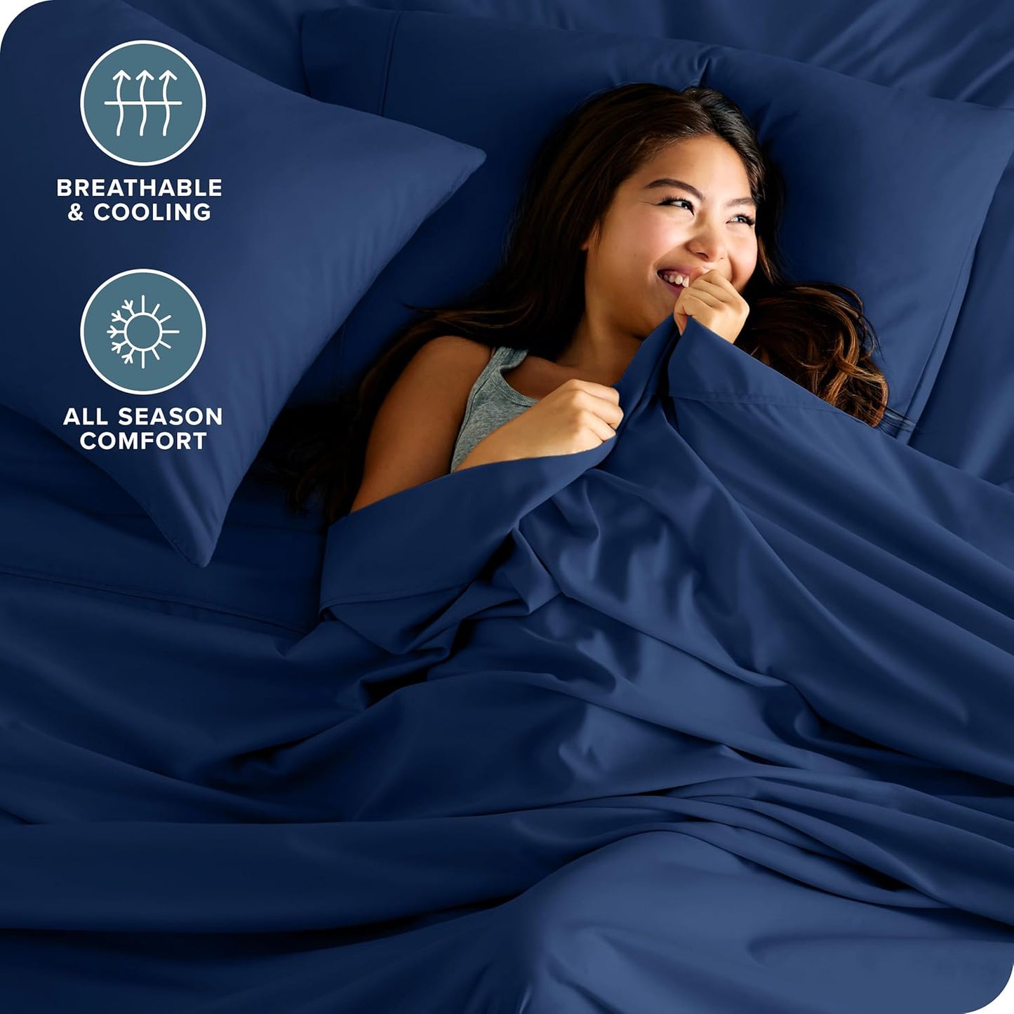 Bare Home Full Sheet Set - Luxury 1800 Ultra-Soft Microfiber Bed Sheets - Double Brushed - Deep Pockets - Easy Fit - 4 Piece Set - Bedding Sheets & Pillowcases (Full, Dark Blue)