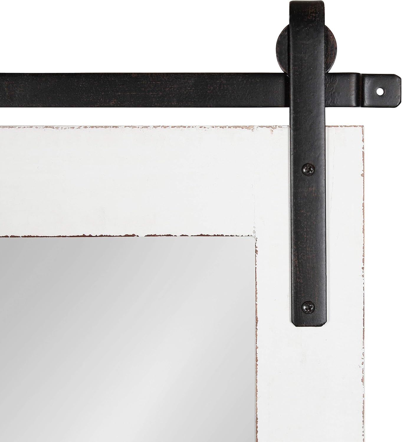 Kate and Laurel Cates Farmhouse Wood Framed Full Length Panel Mirror, 18 x 50, White, Barn Door-Inspired Rustic Mirrors for Wall