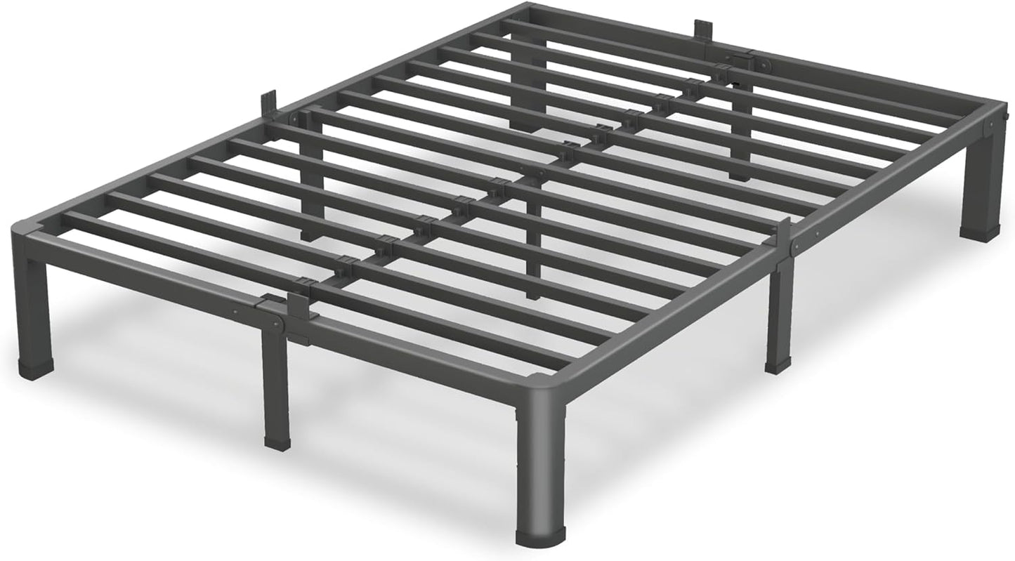 10 Inch Full Size Bed Frame, 3500Lbs Heavy Duty Metal Platform with Round Corner Legs Mattress Slide Stopper, Steel Slat Support No Box Spring Needed, Noise Free, Non-Slip, Easy Assembly