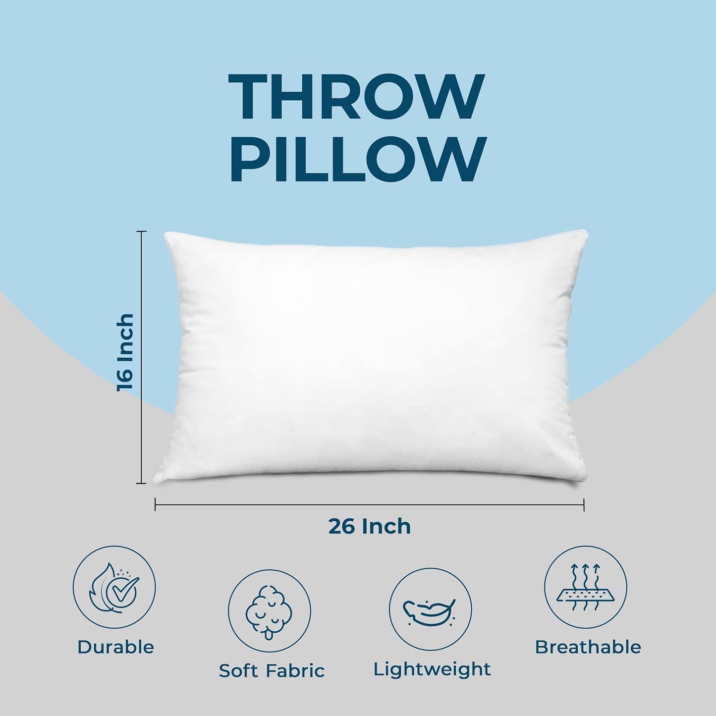 Utopia Bedding Throw Pillows (Set of 4, White), 16 x 26 Inches Pillows for Sofa, Bed and Couch Decorative Stuffer Pillow