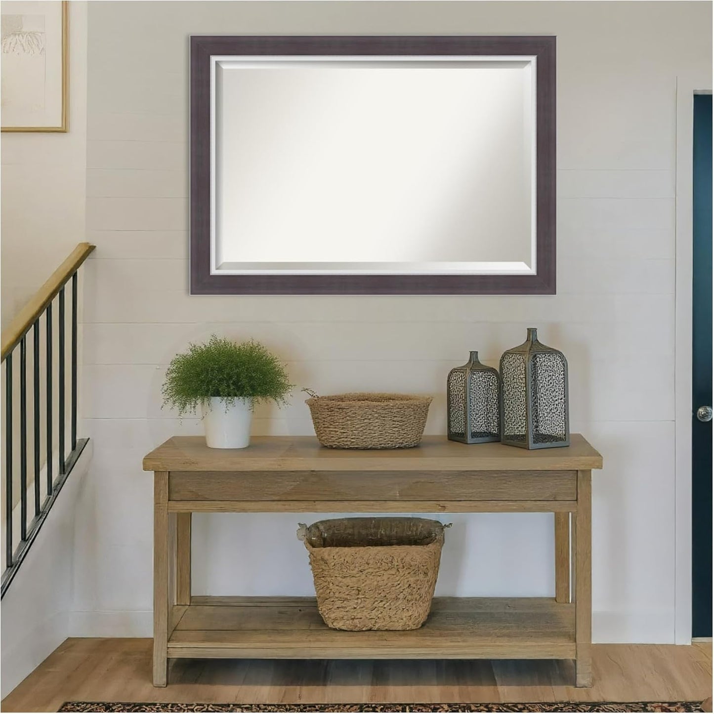 Amanti Art Brown Wall Mirror 30x42 Ellie Brown Silver Rectangle Bathroom Mirror for Wall Decor Living Room, Large Modern Frame, Hangs Horizonally and Vertically, Bathroom Decor, Beveled Edge