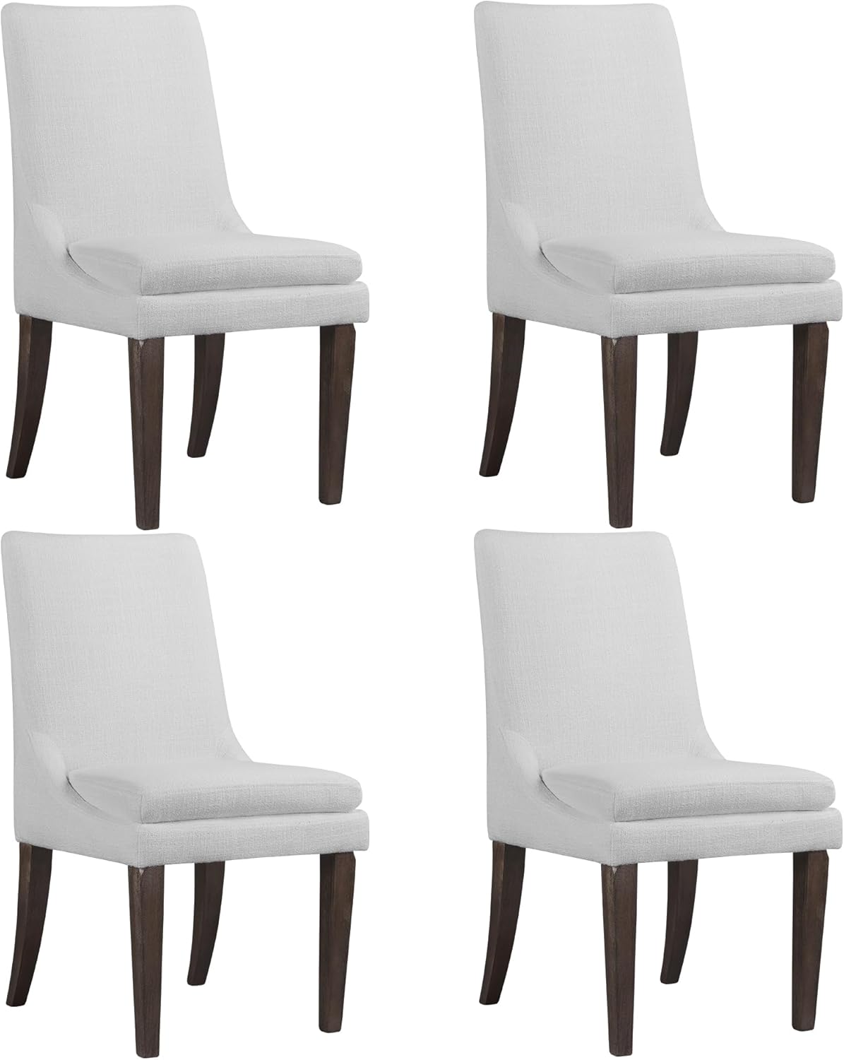 Upholstered Dining Chairs Modern Sidechair Performance Fabric High Back Armlesschair for Diningroom Kitchen,White,Set of 4(2 Box)