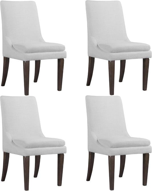 Upholstered Dining Chairs Modern Sidechair Performance Fabric High Back Armlesschair for Diningroom Kitchen,White,Set of 4(2 Box)