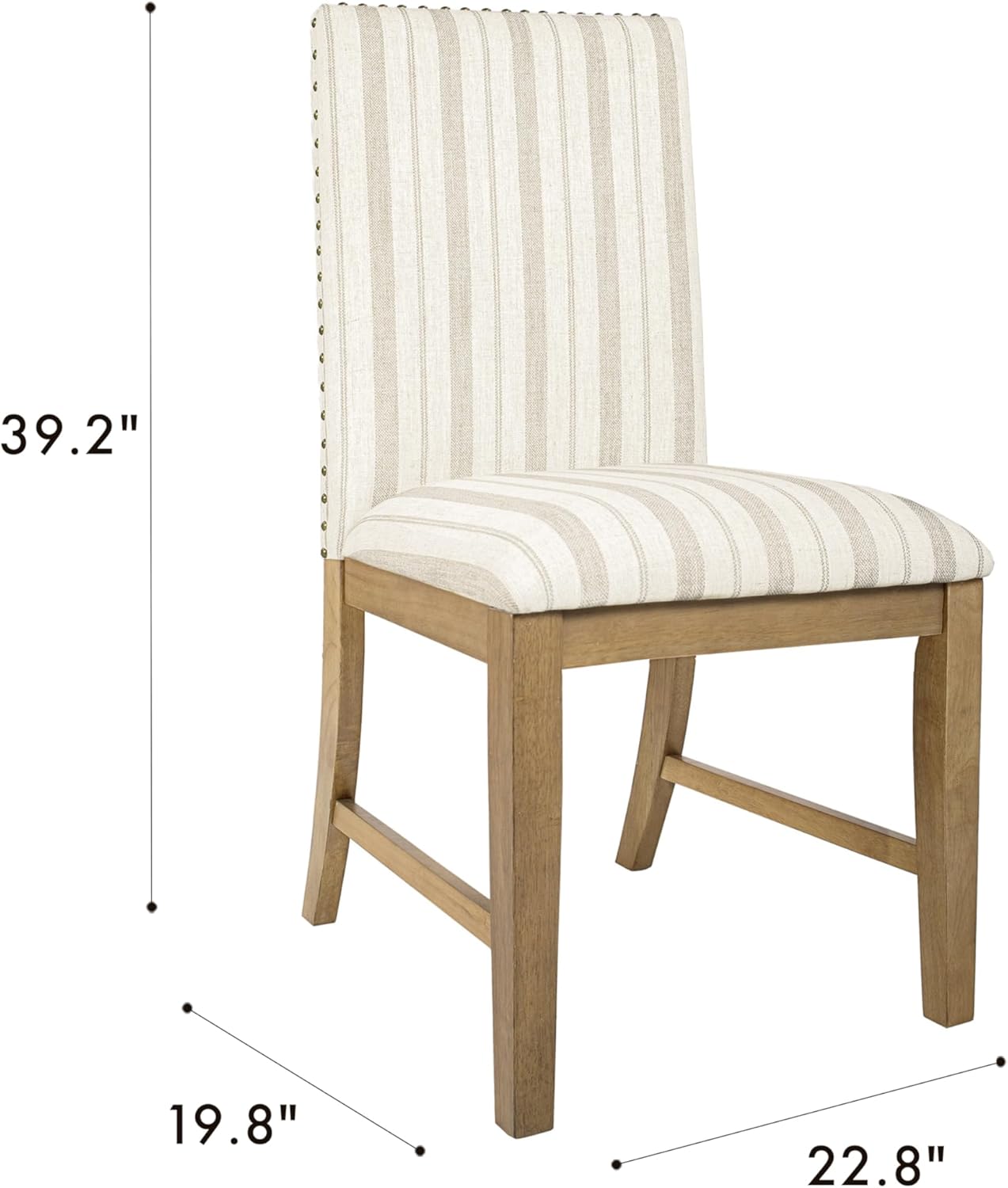 HomePop Upholstered Wood Apron Dining Chair - Taupe Stripe (Set of 2)