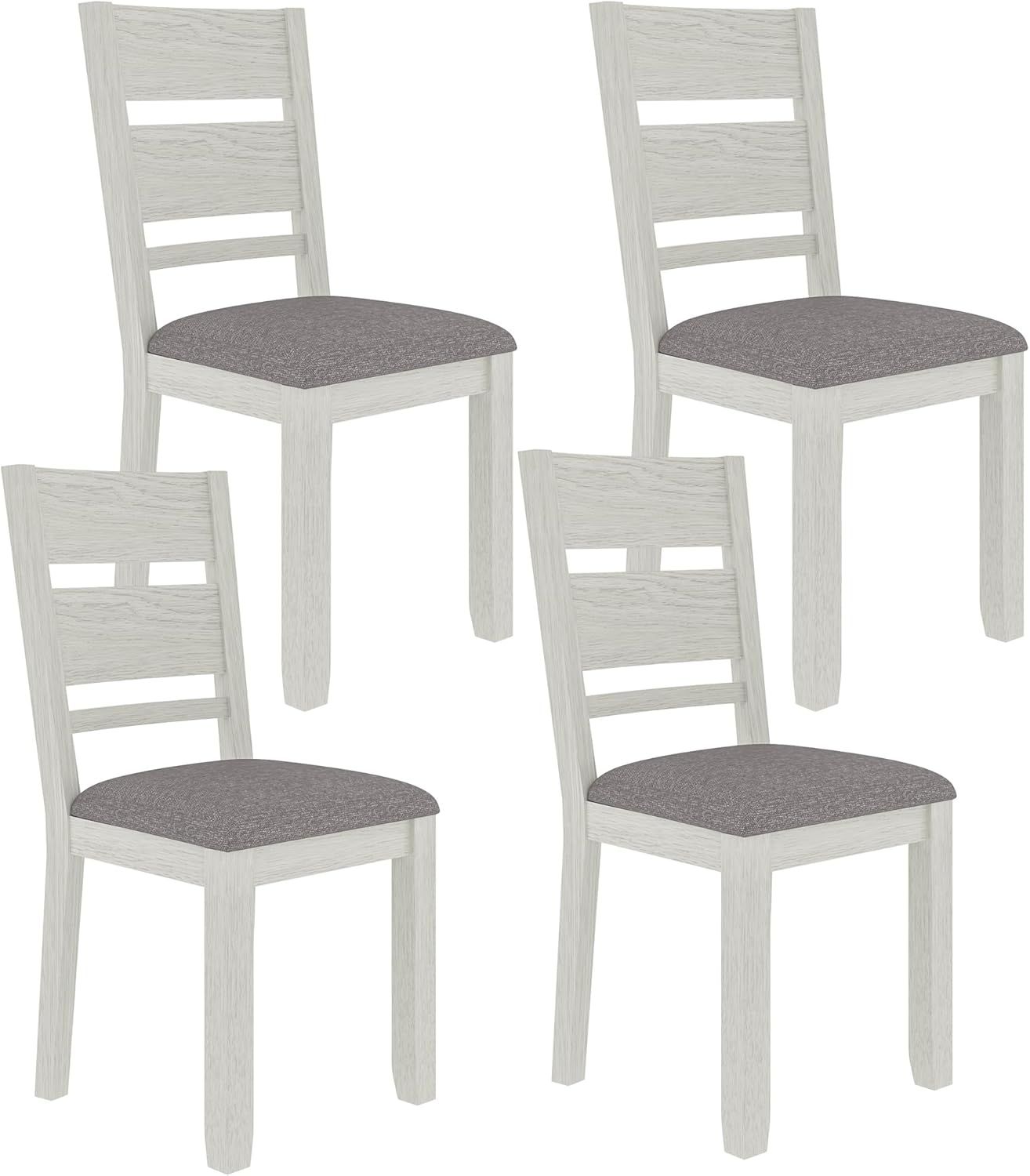 Dining Chairs Set of 4, Solid Wood Farmhouse Chairs with High Back and Upholstered Seat, Easy Assembly for Indoor Home, Dinner, Kitchen, Grey