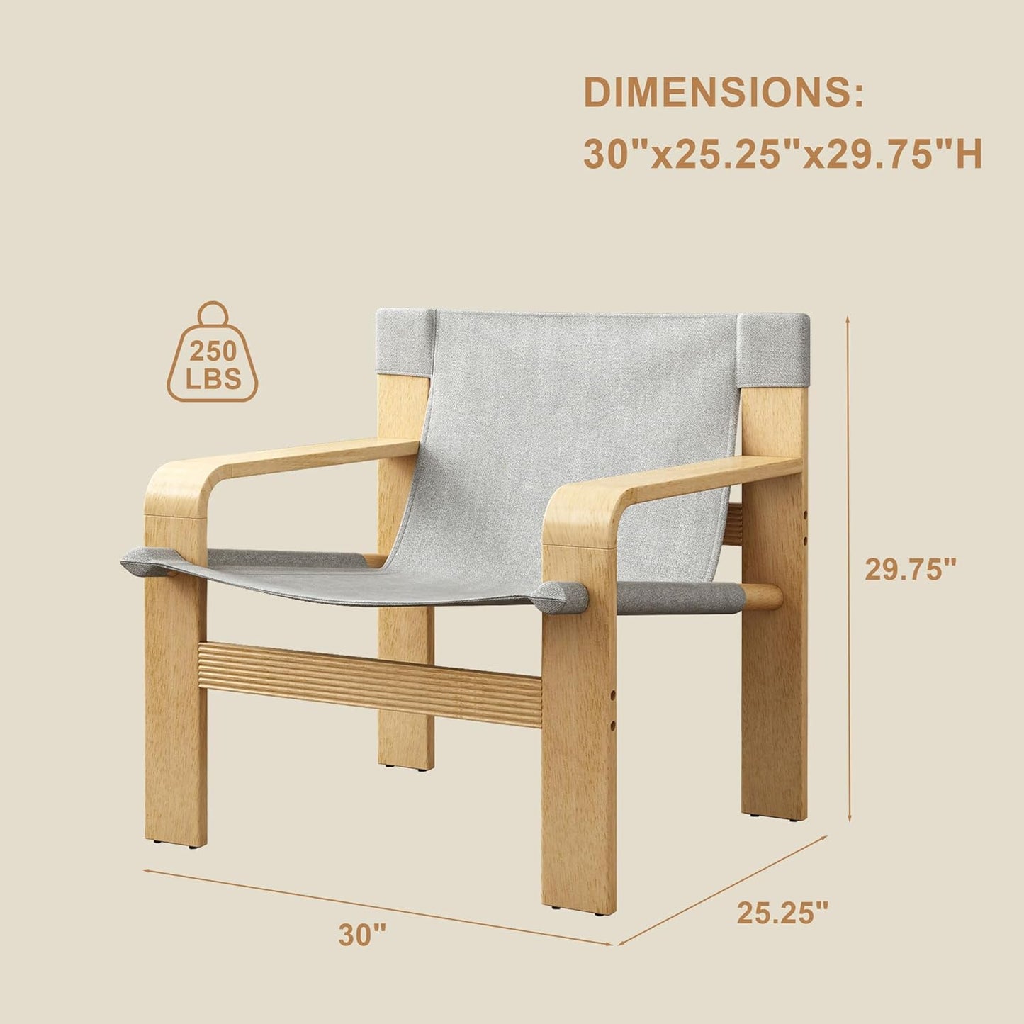 Ball & Cast Mid-Century Lounge Living Room Chairs,Accent Chair Wide Armrest with Comfortable Linen Fabric Armchair & Rubber Wood Frame,Detachable and Washable Seating Furniture for Reading,Light Grey