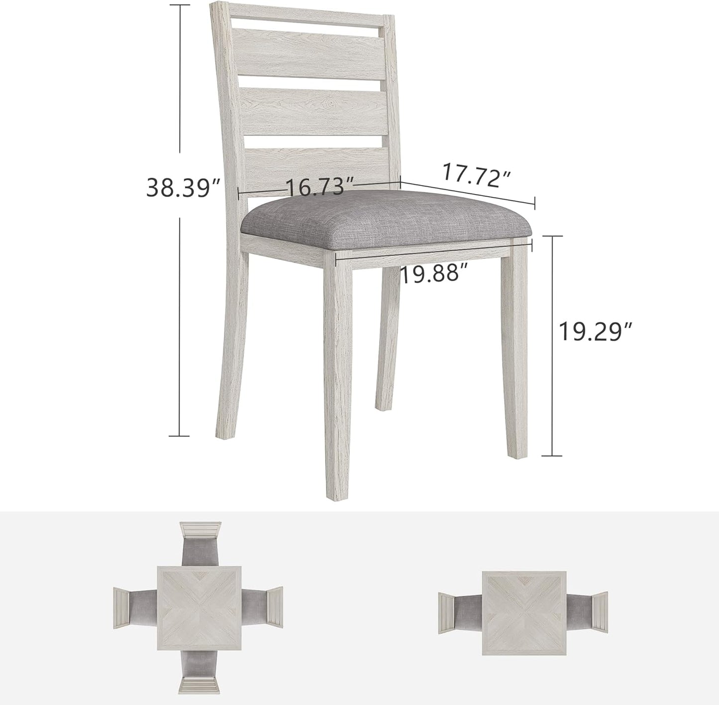 Solid Wood Dining Table, Part of Dining Table Set- Mix and Match Table, Chair, and Bench Sold Separately for Dining Room, Kitchen, Grey