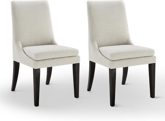 Upholstered Dining Chairs Modern Sidechair Performance Fabric High Back Armlesschair for Diningroom Kitchen,Cream,Set of 2(1 Box)