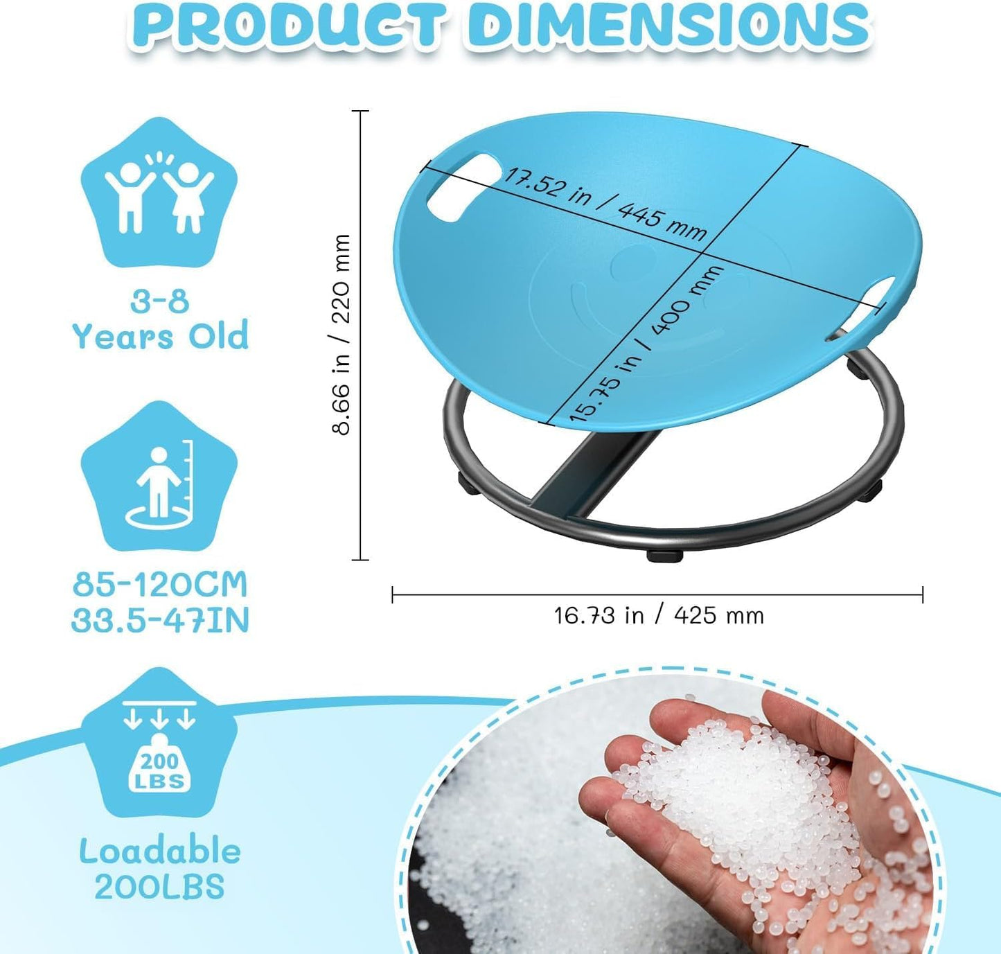 Spinning Chair for Autistic Kids - Sensory Spinning Chair for Autistic Children with Safety Handle & Non-Slip Design, Swivel Chairs for 3-12 Years Kids Autism(Blue)