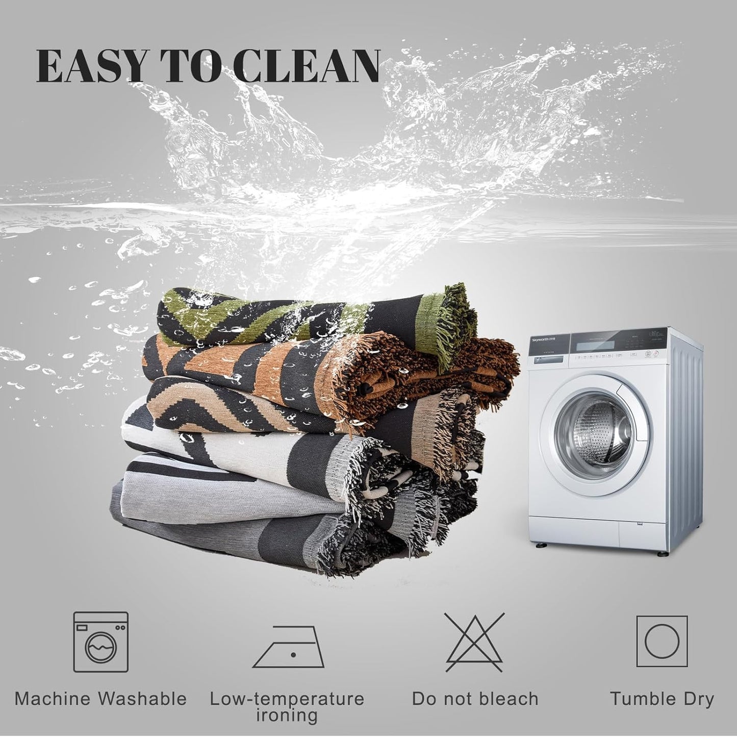 HANDONTIME Boho Geometric Couch Covers for Sofa Pet Friendly Avocado and Black Sofa Covers Washable Chenille Couch Blanket Cover for 3 4 Cushion Couches Pet Protector Furniture Cover Soft, 71" X 150"