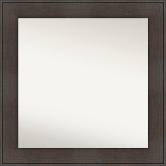 Amanti Art Brown Bathroom Mirror for Over Sink, 32x32 William Rustic Woodgrain Square Vanity Mirror, Large Casual Frame, Hangs Horizonally and Vertically, Bathroom Wall Decor, Non-Beveled Edge