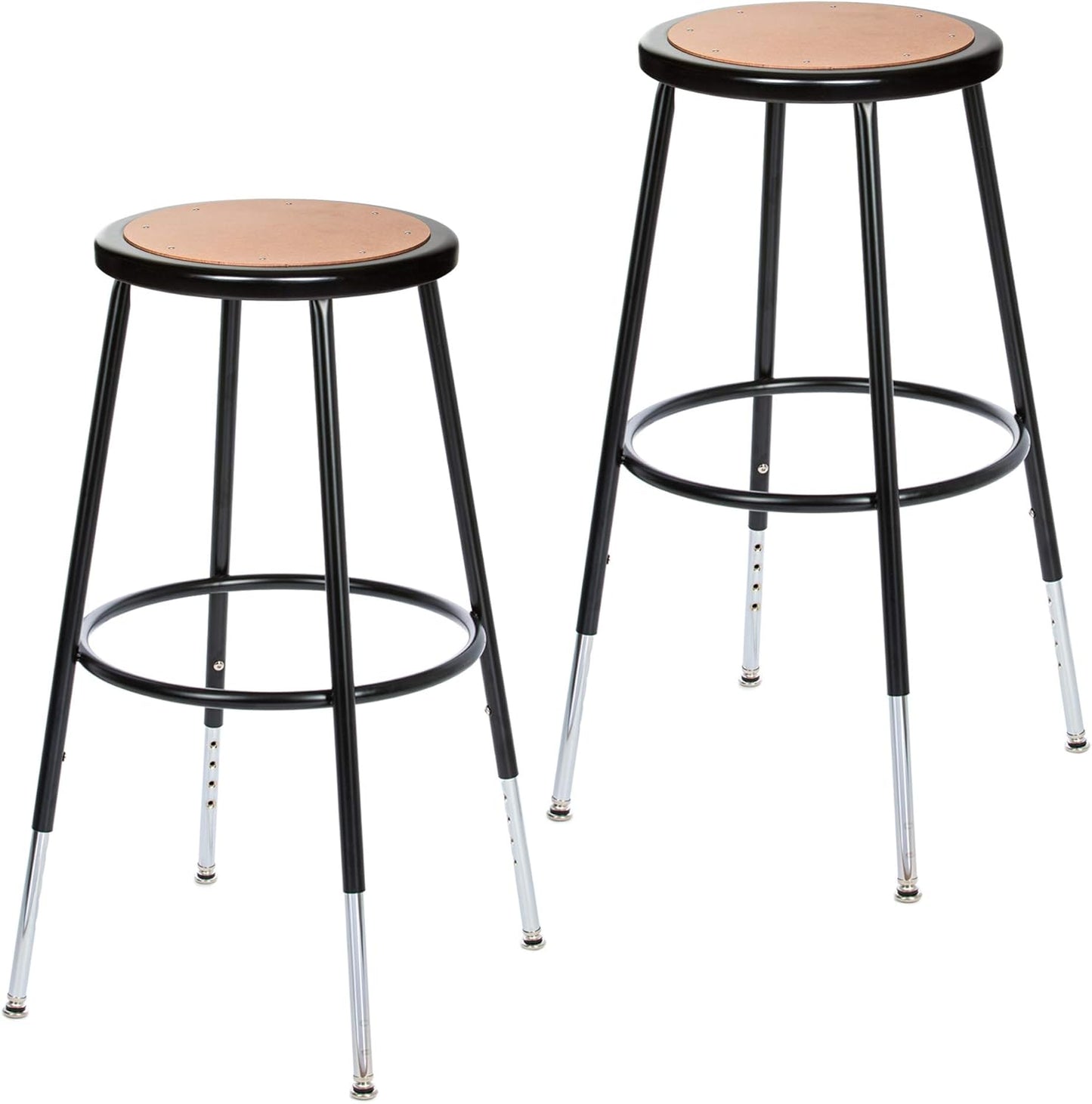 OEF Furnishings (2 Pack Height Adjustable Steel Stools, Black, 25-33"