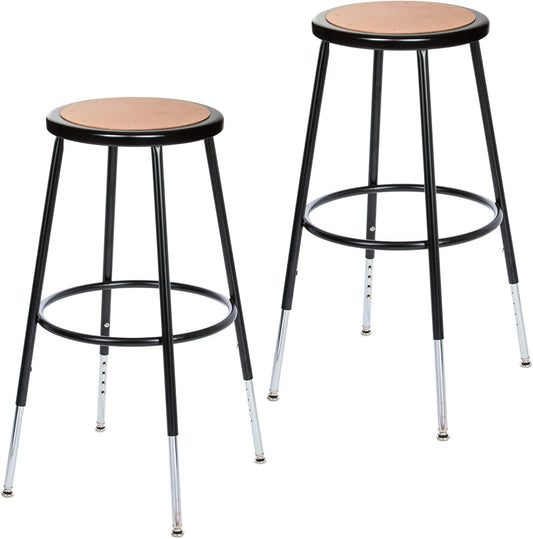 OEF Furnishings (2 Pack Height Adjustable Steel Stools, Black, 25-33"