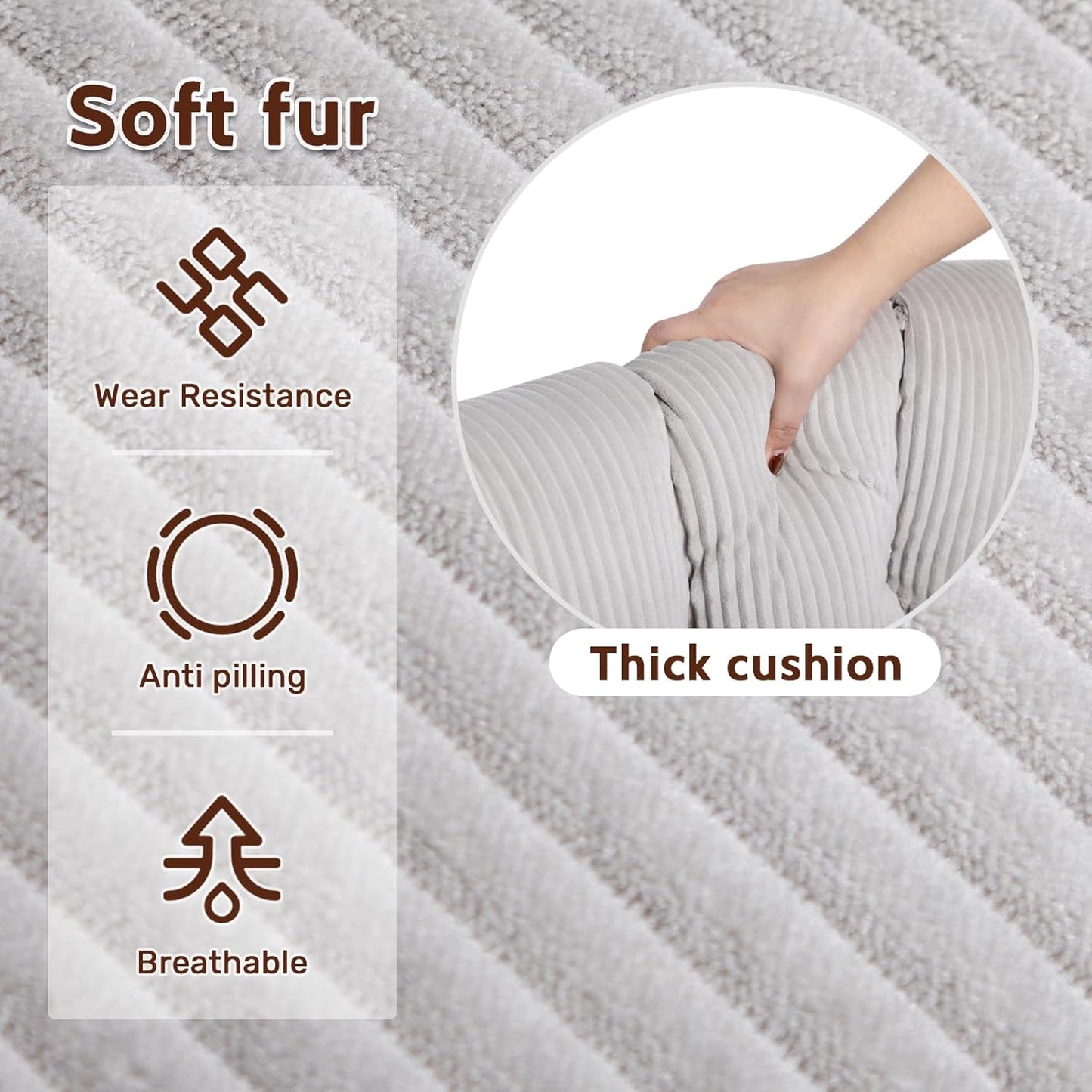 HollyHOME Modern Velvet Accent Chair with Ottoman, Upholstered Comfy Reading Chair and Footstool, Fabric Large Lazy Arm Chair and Stool, Lounge Sofa Chair for Living Room, Bedroom, Grey Chair&Stool