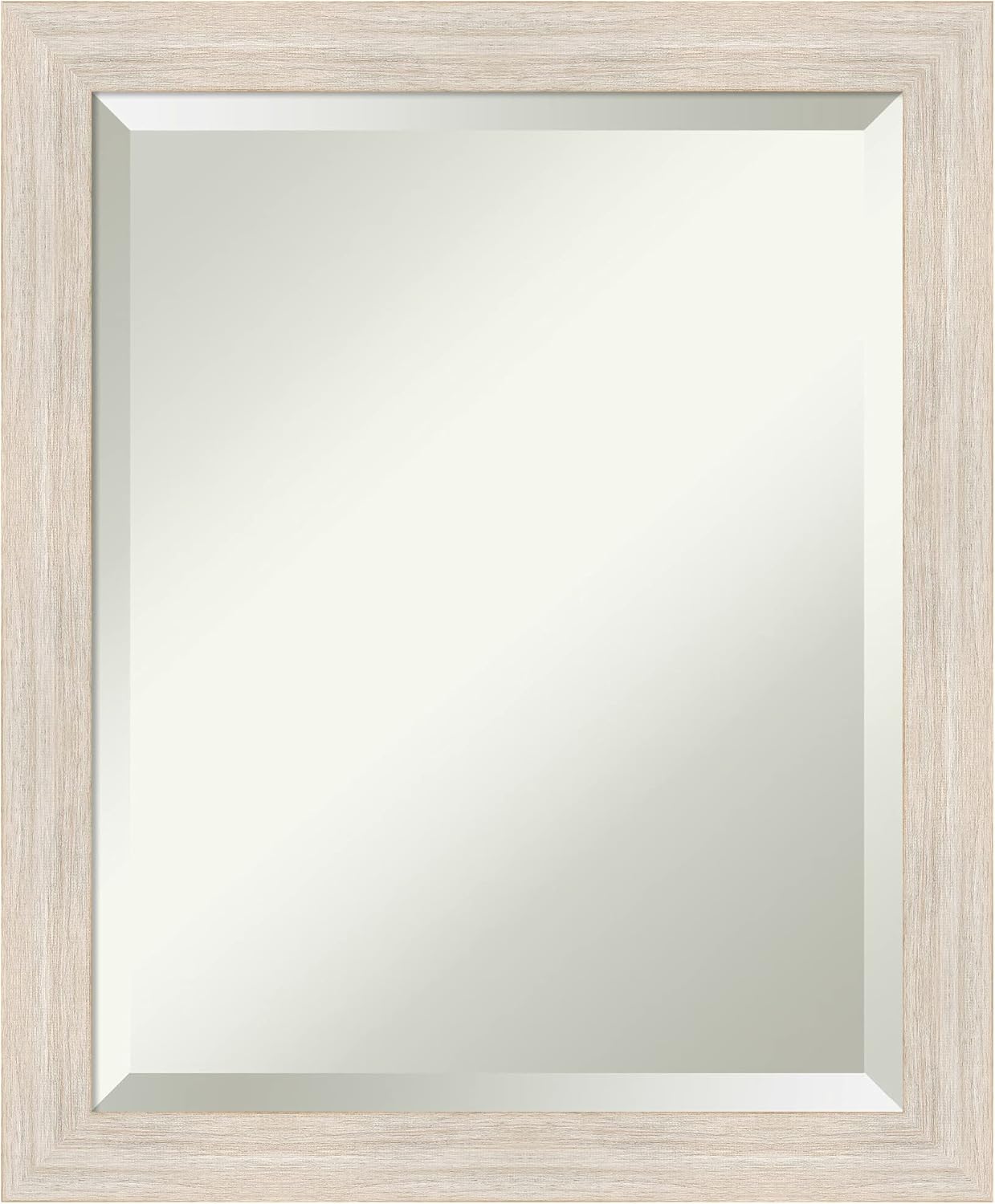 Amanti Art White Bathroom Mirror for Over Sink, 23x19 Hardwood White Wash Narrow Rectangle Vanity Mirror, Small Rustic Farmhouse Wood Frame, Hangs Horizonally and Vertically, Bathroom Wall Decor