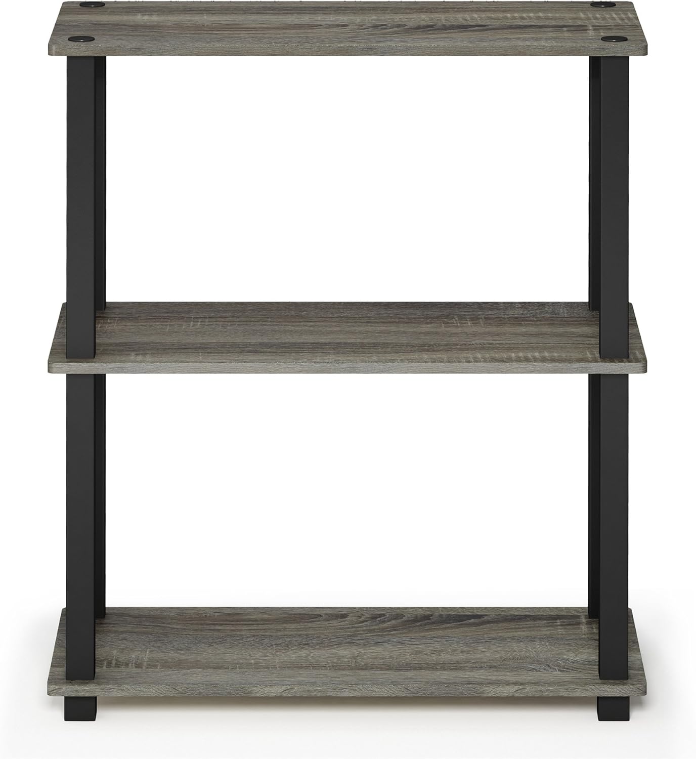 Furinno Turn-S-Tube 3-Tier Compact Multipurpose Shelf Display Rack with Square Tube, French Oak Grey/Black
