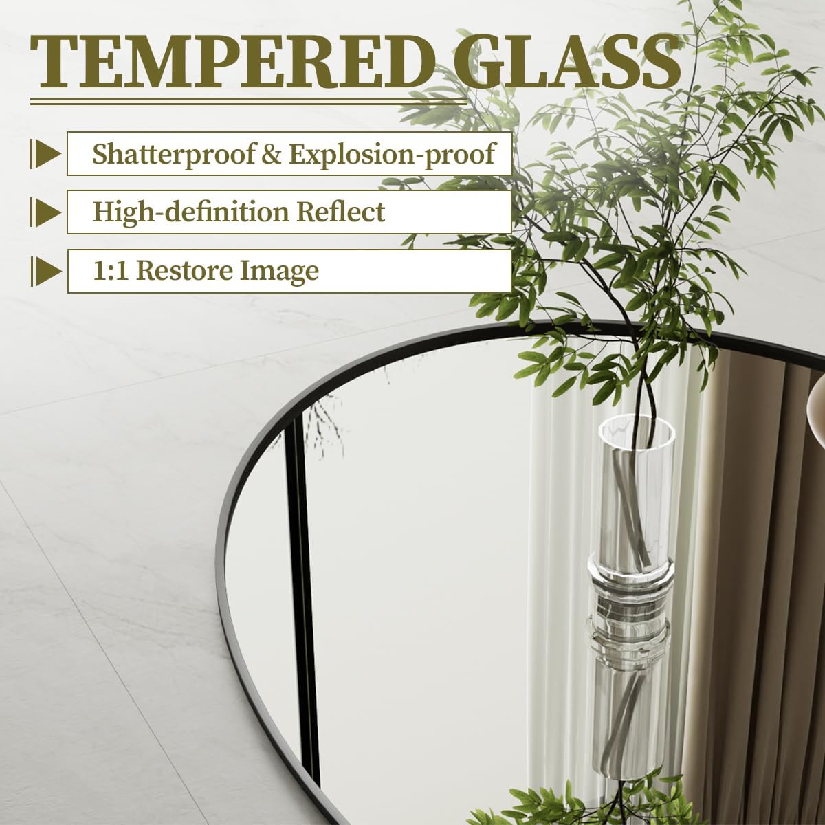 Koonmi Black Oval Bathroom Mirror, 26"x38" Bathroom Vanity Mirror, Oval Mirror for Bedroom Living Room Entryway, Hangs Horizontal or Vertical