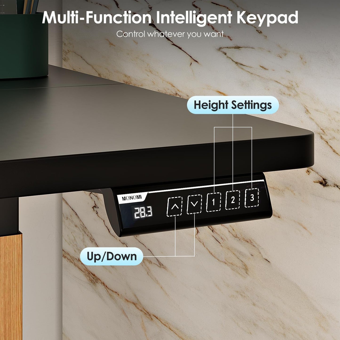 Monomi Electric Standing Desk, 55x24 Inches Height Adjustable Sit Stand up Desk, Large Ergonomic Home Office Desk with Memory Preset Controller,Black