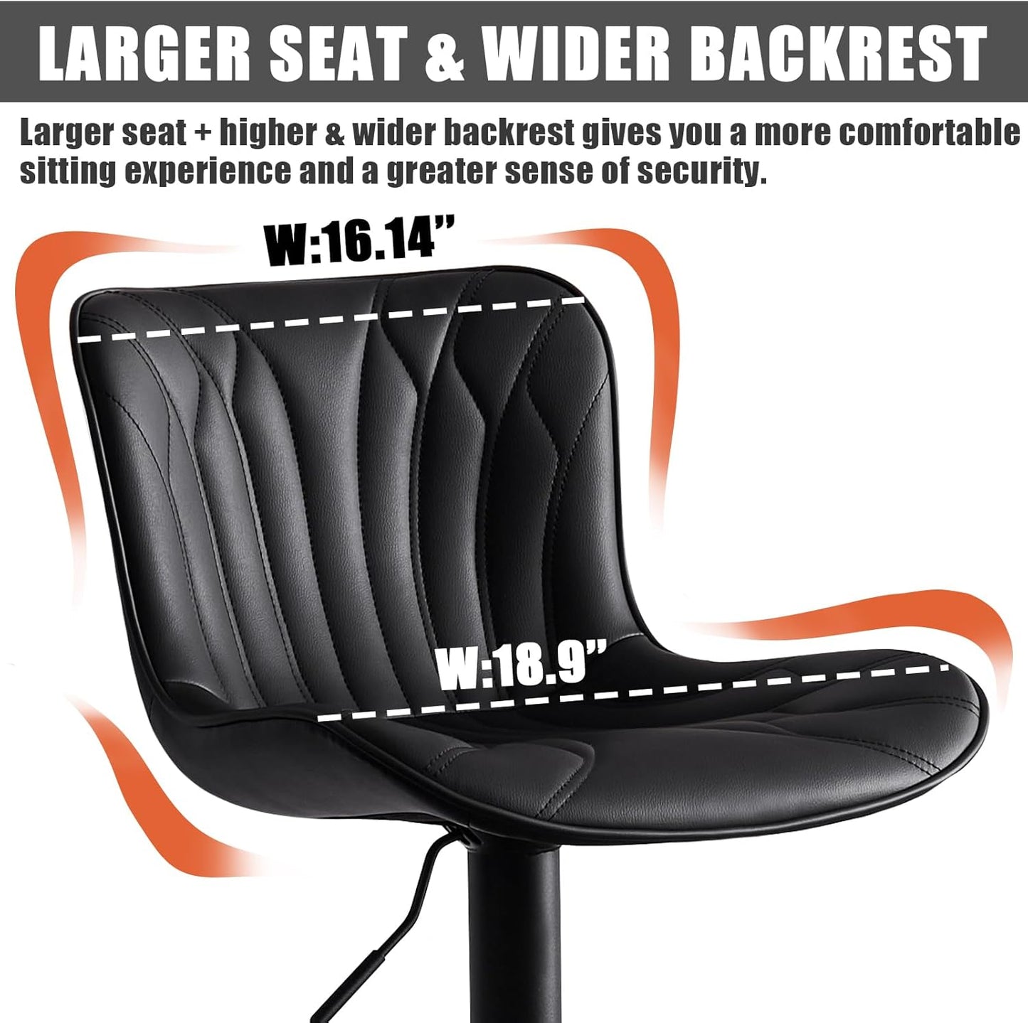 YOUNIKE Single Black Bar Stools Modern Swivel Counter Height Bar Chair with Back Adjustable Kitchen Island Faux Leather Padded Barstools taburetes de bar Breakfast sillas para barra de cocina 1PCS