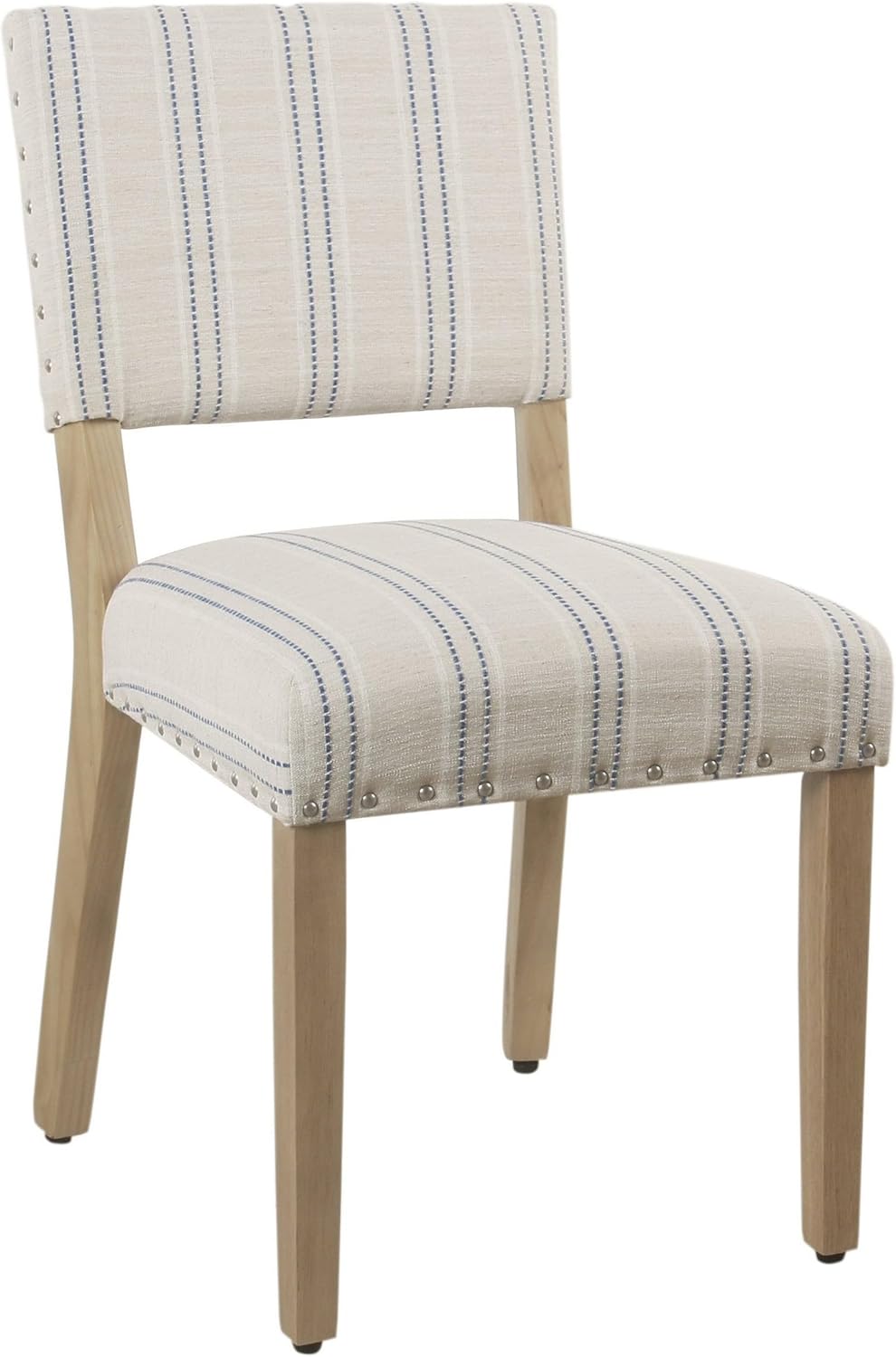 Homepop Home Decor | Upholstered Dining Chairs | Dining Chairs Set of 2 with Nailhead Trim | Decorative Home Furniture, Blue and White Stripes
