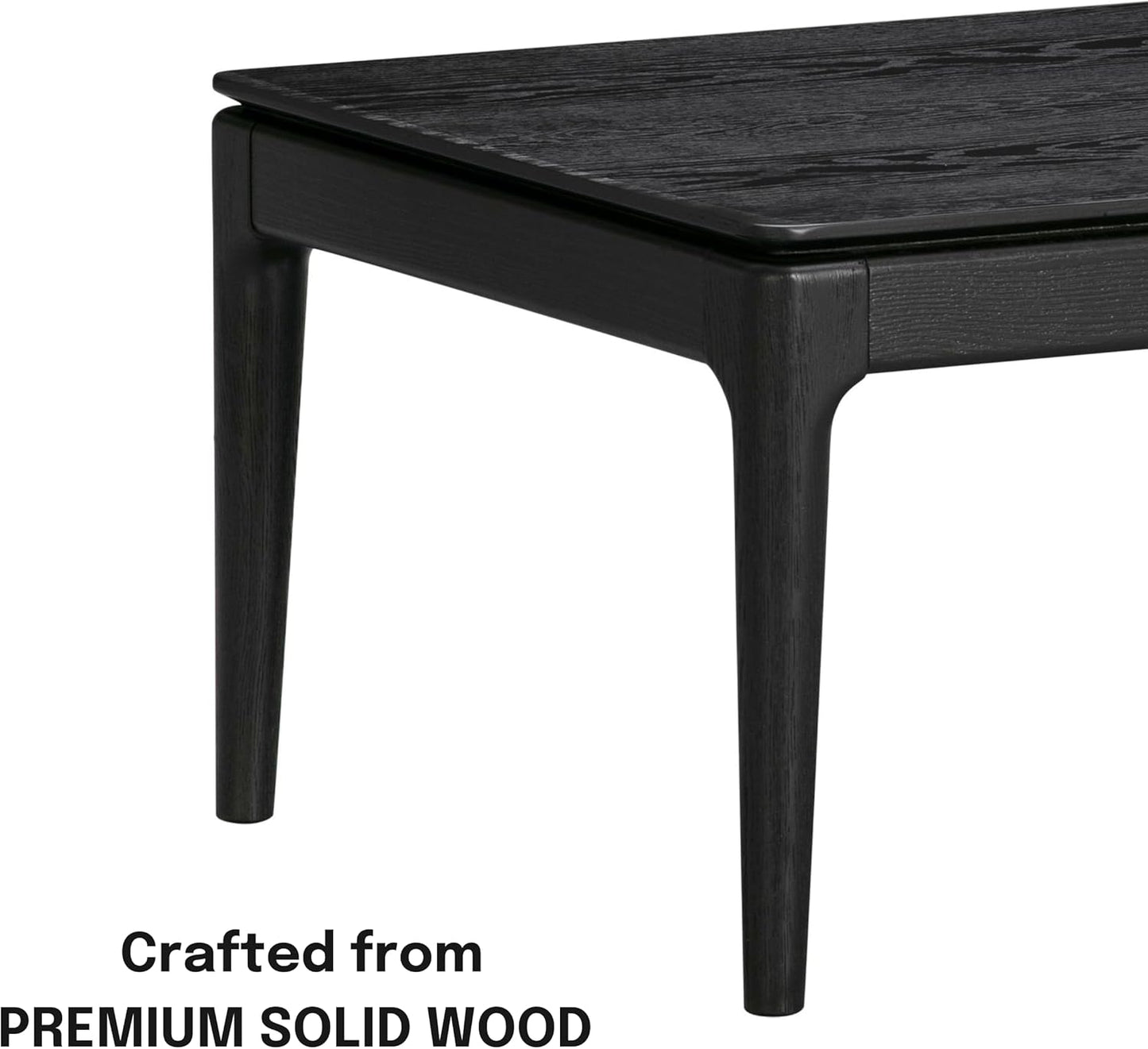 NTC Mingle Modern Wooden Rectangle Coffee Table with Hidden Drawer – Waterproof & Heat Resistant, Burnt Black