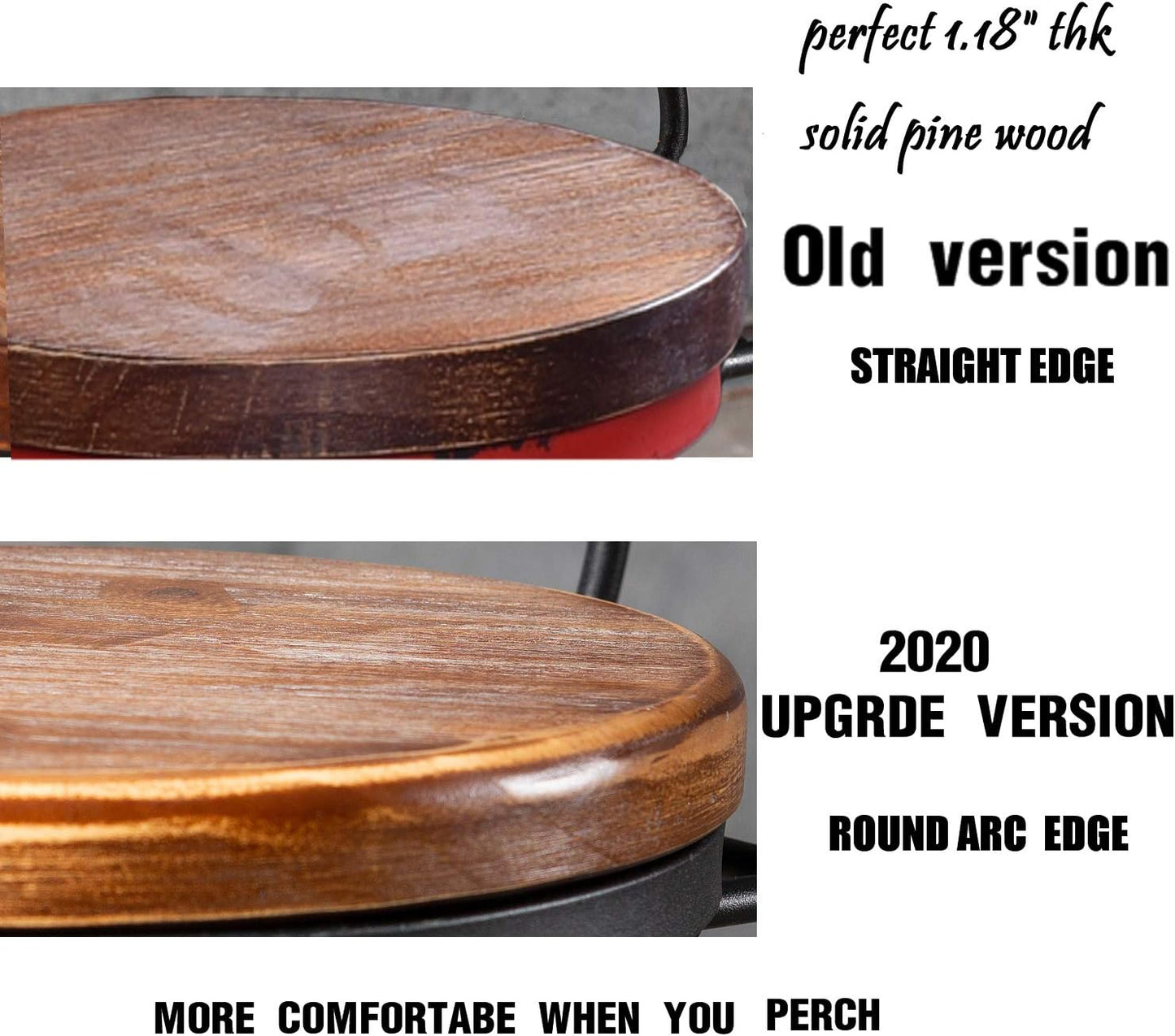 Topower Industrial Retro Vintage Farm Wooden Tractor Stool Kitchen Swivel Height Adjustable bar Stool (Copper)