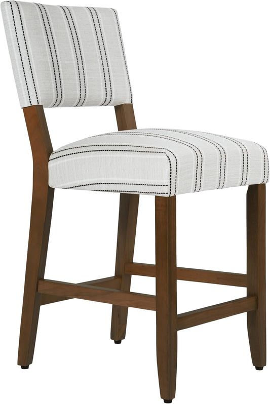 HomePop 24" Open Back Counter Stool|HomePop Home Décor|Fabric Chairs for Dining Room, Kitchen and Living Room - Black and White Stripe(Single Pack)