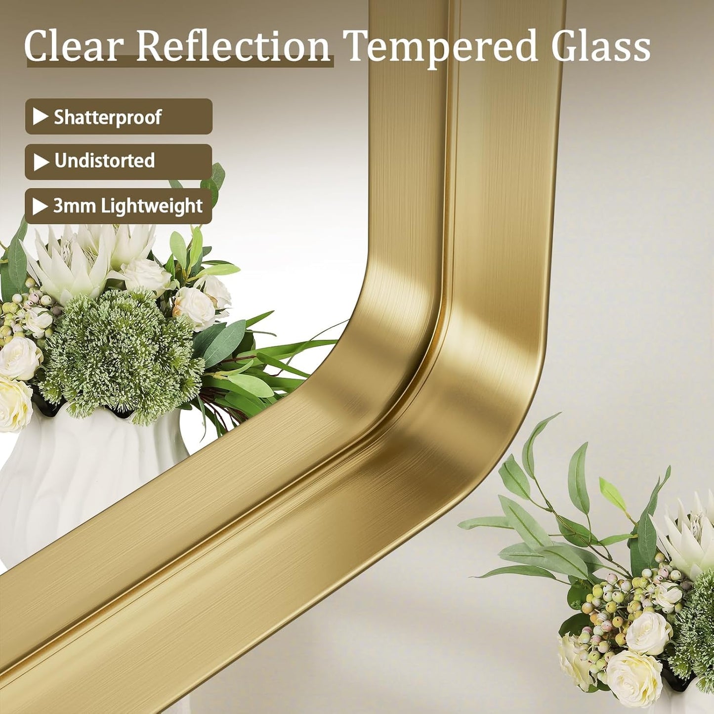 Large Bathroom Mirror 30x56 inch, Gorgeous Deep Frame Wall Vanity Mirror for Over Sink with Shatterproof Tempered Glass, Hanging Horizontal or Vertical, Gold