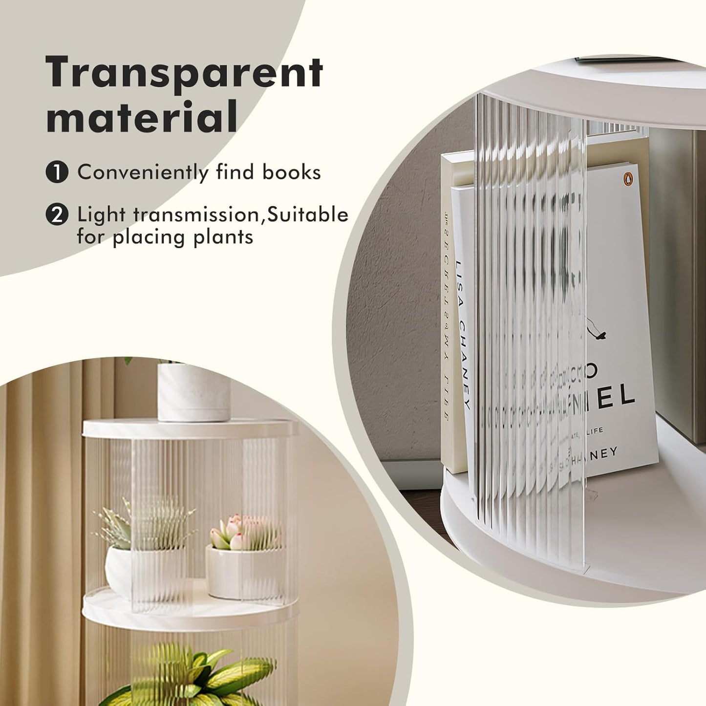 3 Tier Rotating Bookshelf Spinning Bookshelf Tower Swivel Bookcase Round Book Shelf for Small Space Revolving Bookcase for Playroom Bedroom Living Room