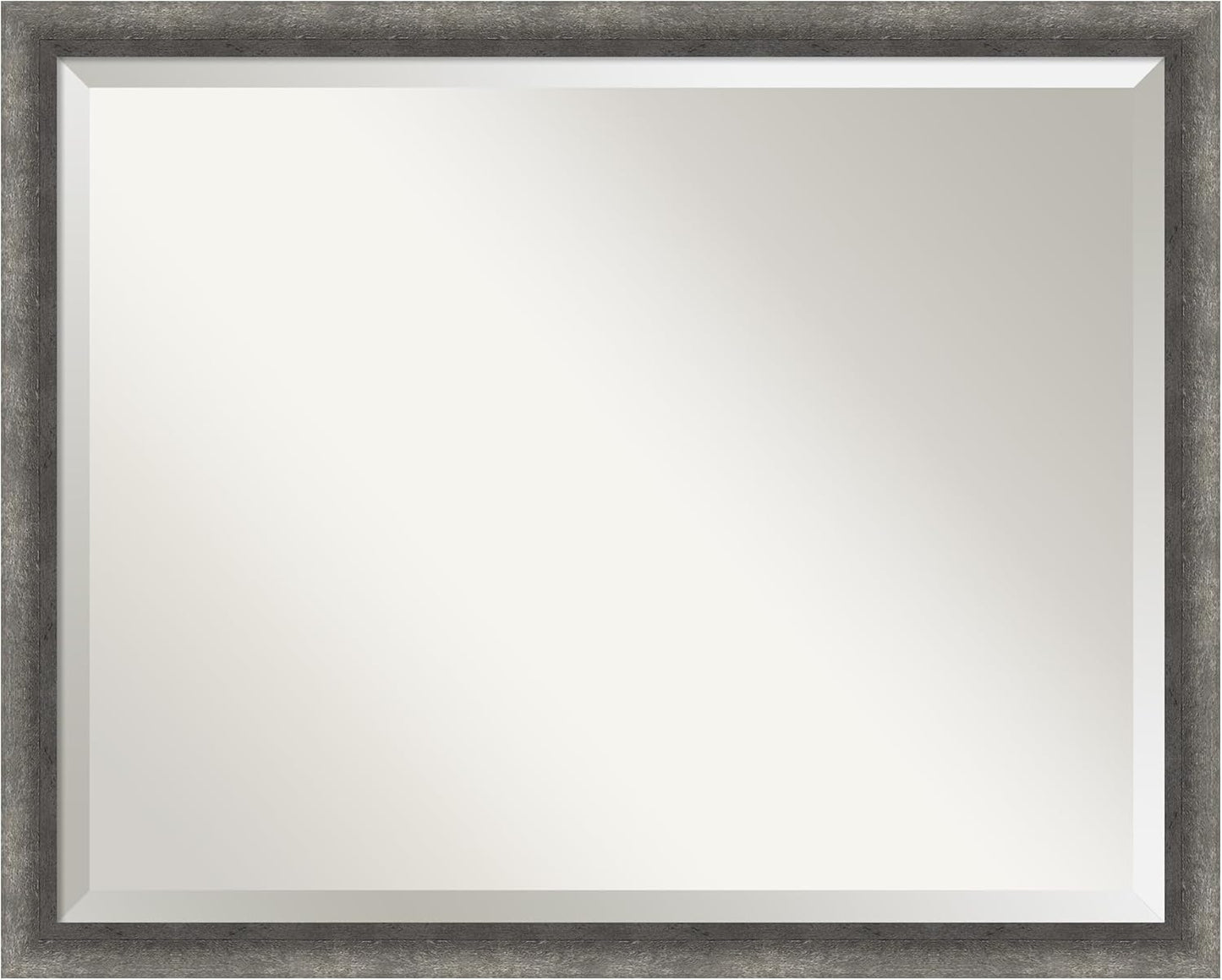 Amanti Art Grey Wall Mirror 24x30 Burnished Concrete Narrow Rectangle Bathroom Mirror for Wall Decor Living Room, Large Modern Contemporary Wood Frame, Hangs Horizonally and Vertically, Bathroom Decor