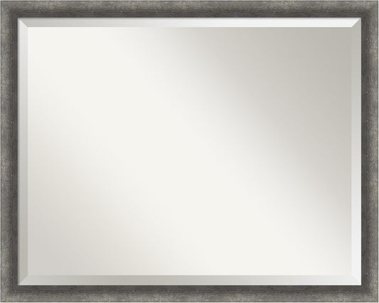 Amanti Art Grey Wall Mirror 24x30 Burnished Concrete Narrow Rectangle Bathroom Mirror for Wall Decor Living Room, Large Modern Contemporary Wood Frame, Hangs Horizonally and Vertically, Bathroom Decor