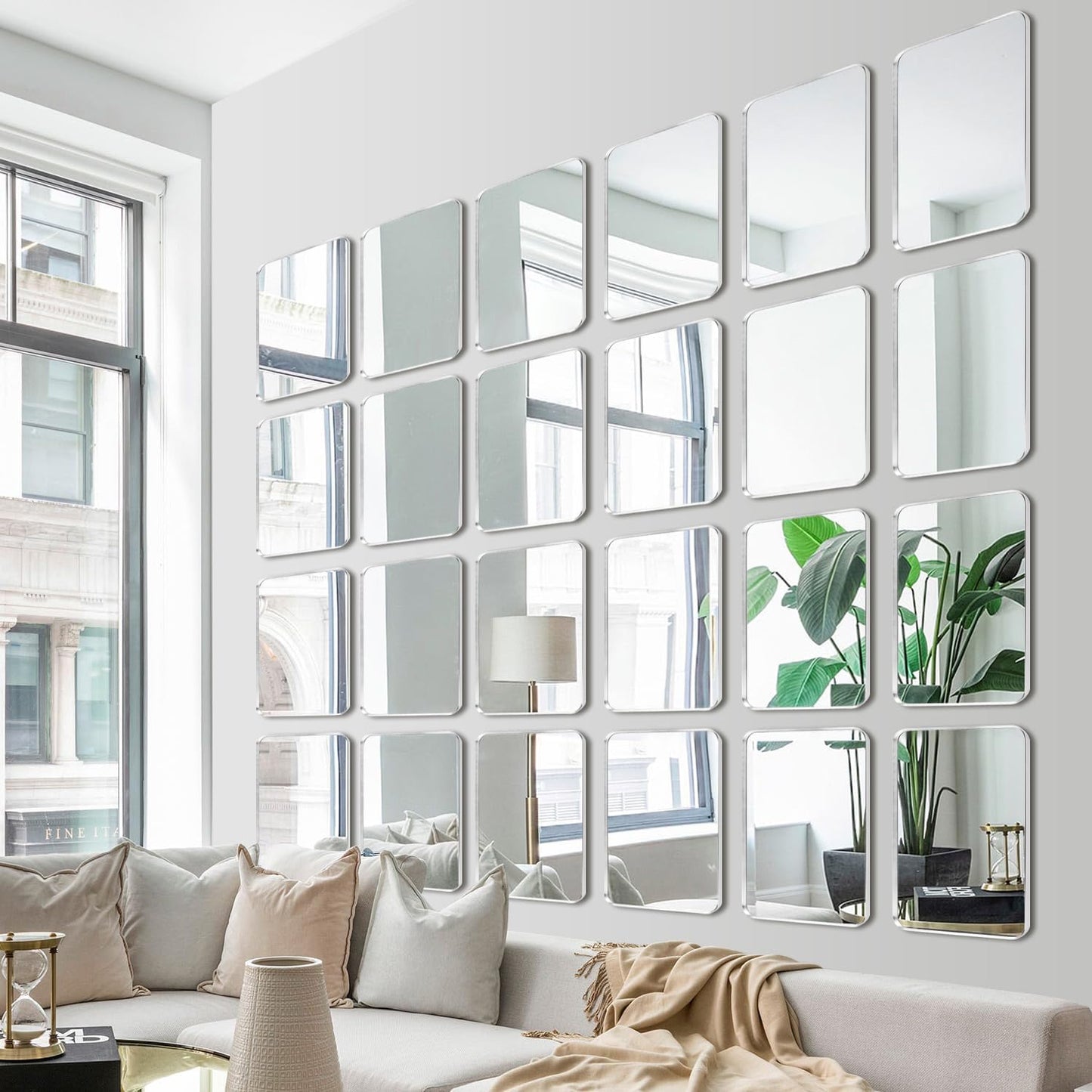 Wall Mount Small Mirror, Brushed Silver Metal Framed Rounded Corner Rectangular Makeup Mirror for Bathroom, Bedroom, Living Room (12" x 16", Silver)