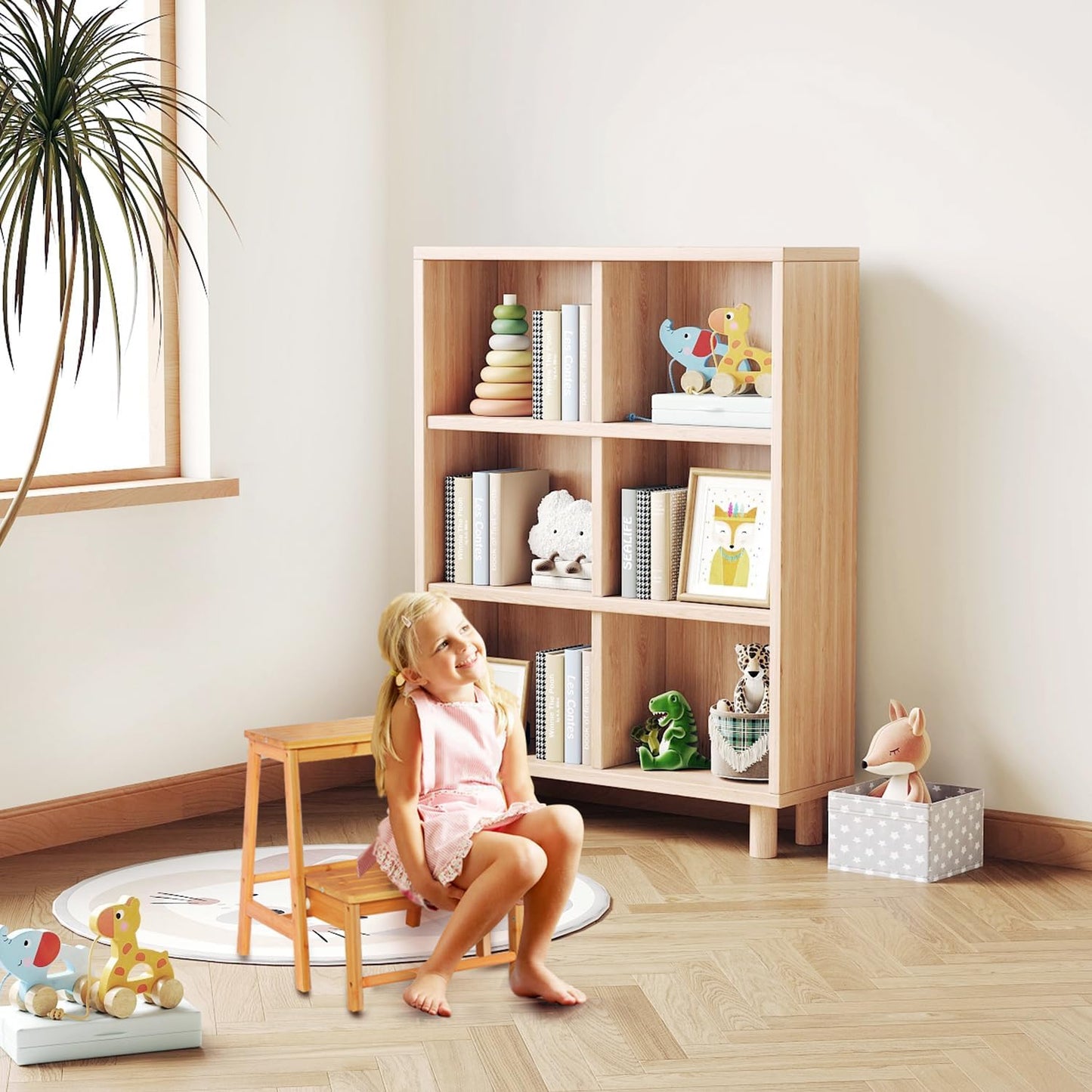 Bamboo Folding Climbing Step Stool, 2 Step Ladder Multi-Functional Stair Chair with Sturdy Structure, Non-Slip Step Pads, Wide Stepping Surface for Safety, Simple Folding Stool for Bathroom, Kitchen