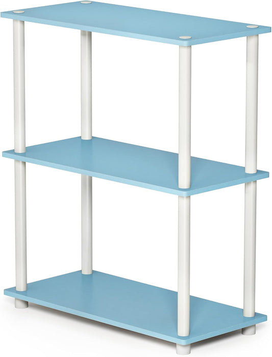 Furinno Turn-N-Tube 3-Tier Compact Multipurpose Shelf Display Rack, Light Blue/White