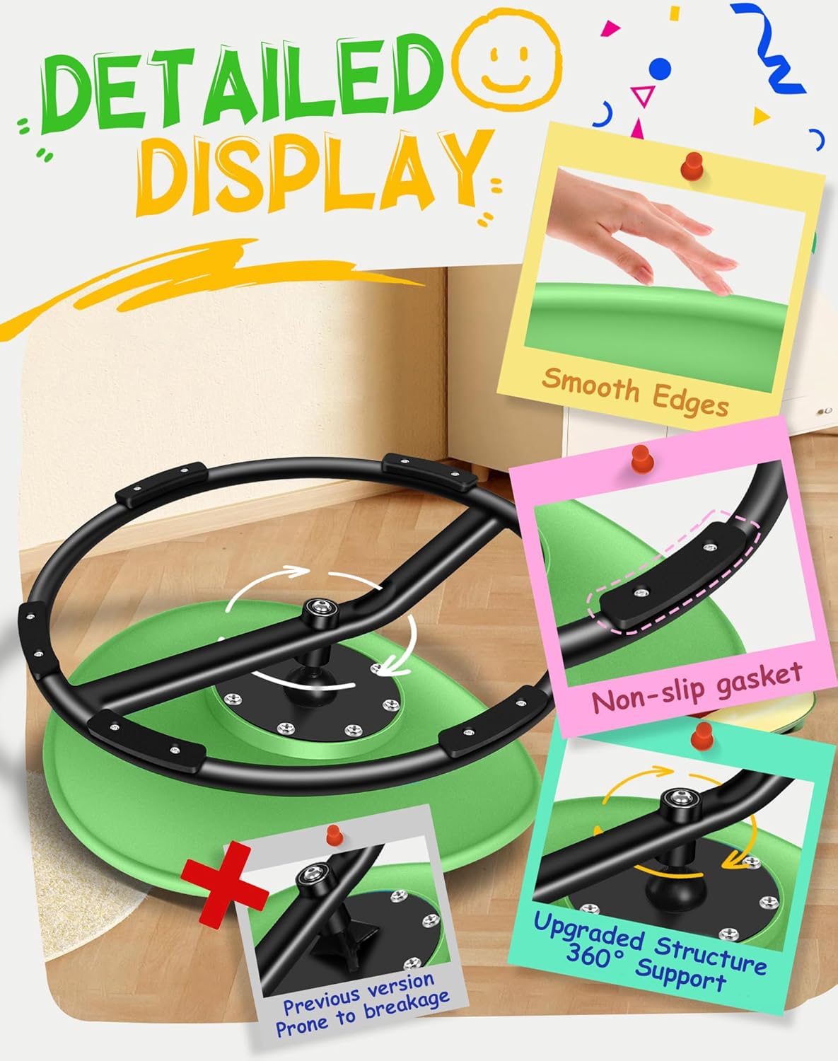 Spinning Chair for Autistic Kids, Sensory Swivel Chair, 220LBS Weight Capacity, Sensory Toy for Children with ADHD/Autism, Training Body Coordination, 3+ Years (Light Green)