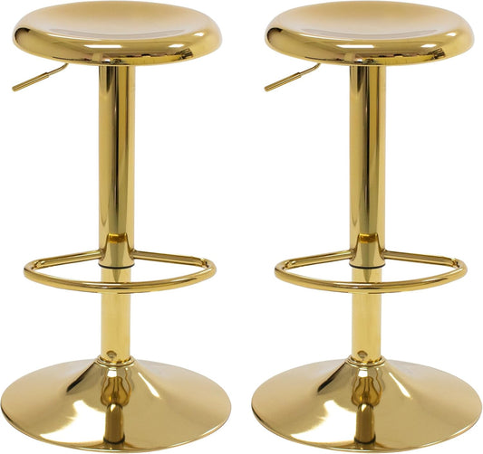 CAROLMADE Bar Stools Set of 2, Adjustable Metal Bar stools Swivel Counter Height Stool, Backless Barstools for Kitchen Island Pub, Gold