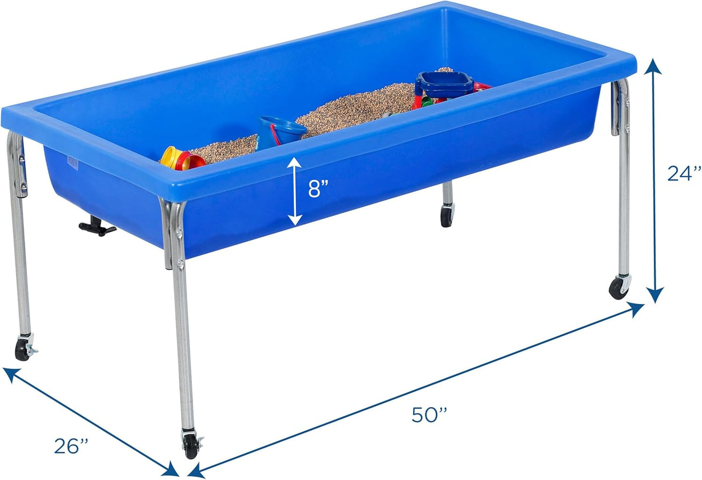 Children's Factory 24" Large Sensory Table, Sandbox with Lid, Water Table for Kids, Blue