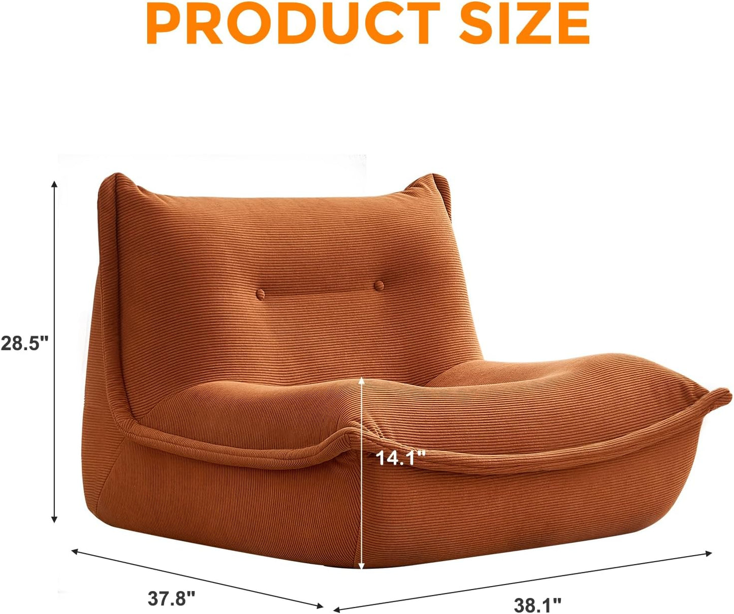 Bean Bag Chairs for Adults Giant BeanBag Chair Sofa Memory Foam Bean Bag Chair Couch with Ergonomic Design for Adults and Kids Home Living Room Bedroom Office Home Gaming Salon(Caramel Color)