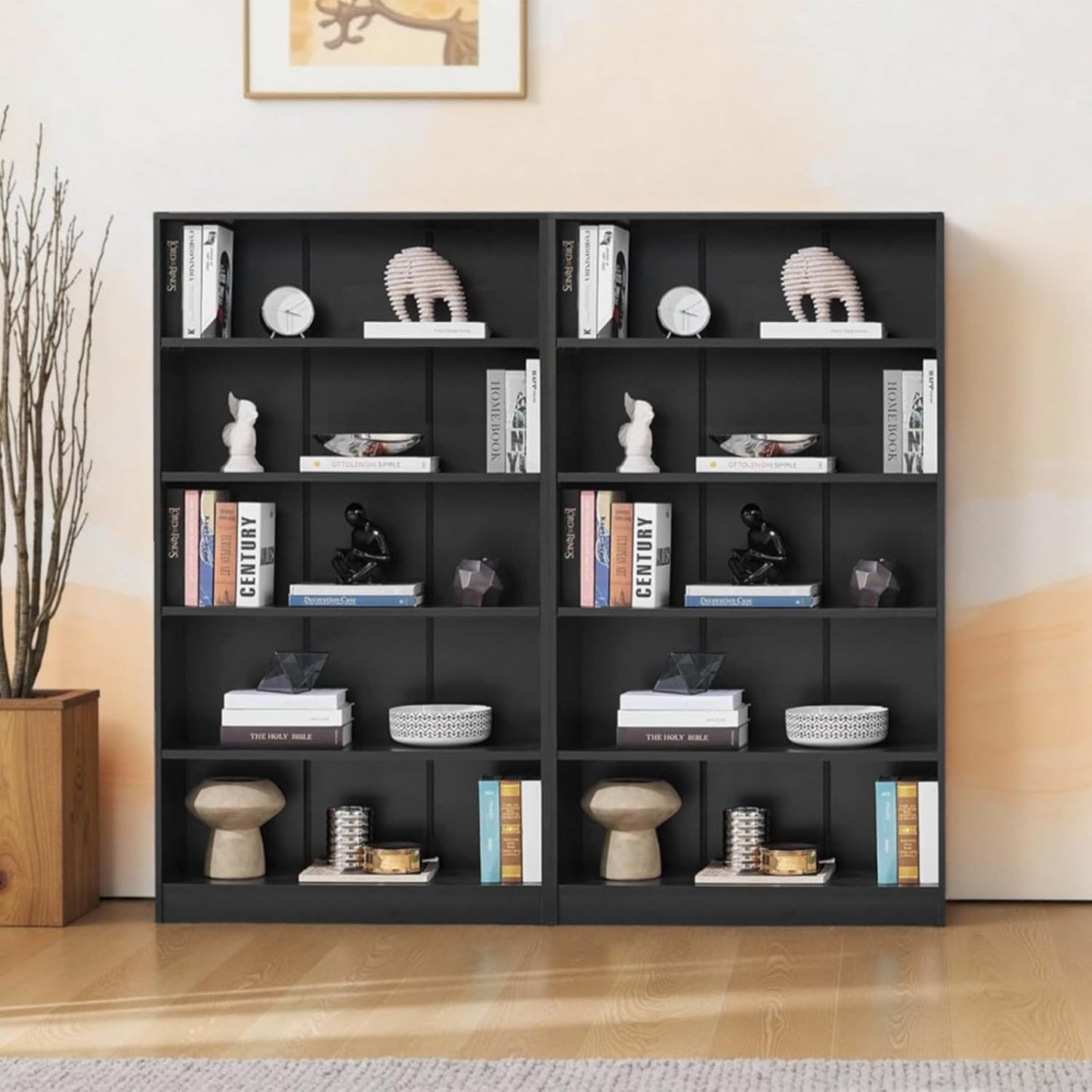 NicBex 59.8“ Heavy Dute Wood Bookcase with Adjustable Shelves, Modern Manga Bookshelf for Living Room, Office, Small Spaces, Manga and Book Shelves Storage, Tip-Over Resistant, 33" Wide Black