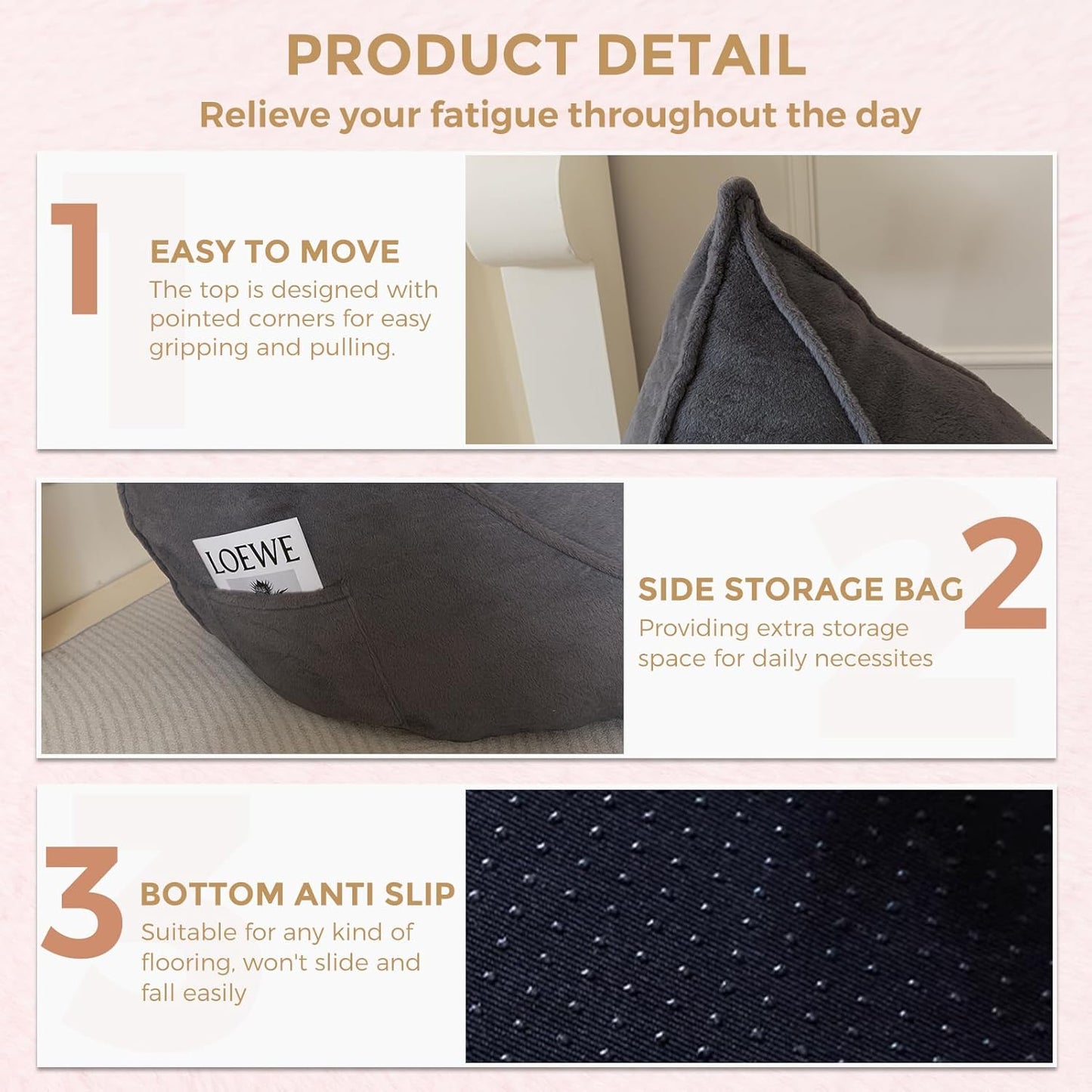 BYBYME Bean Bag Chairs Sherpa Lazy Sofa, Giant Beanbag Chairs for Adults, Teenagers with Stuffed High Density Foam Filling, Comfy Chair for Living Room, Bedroom