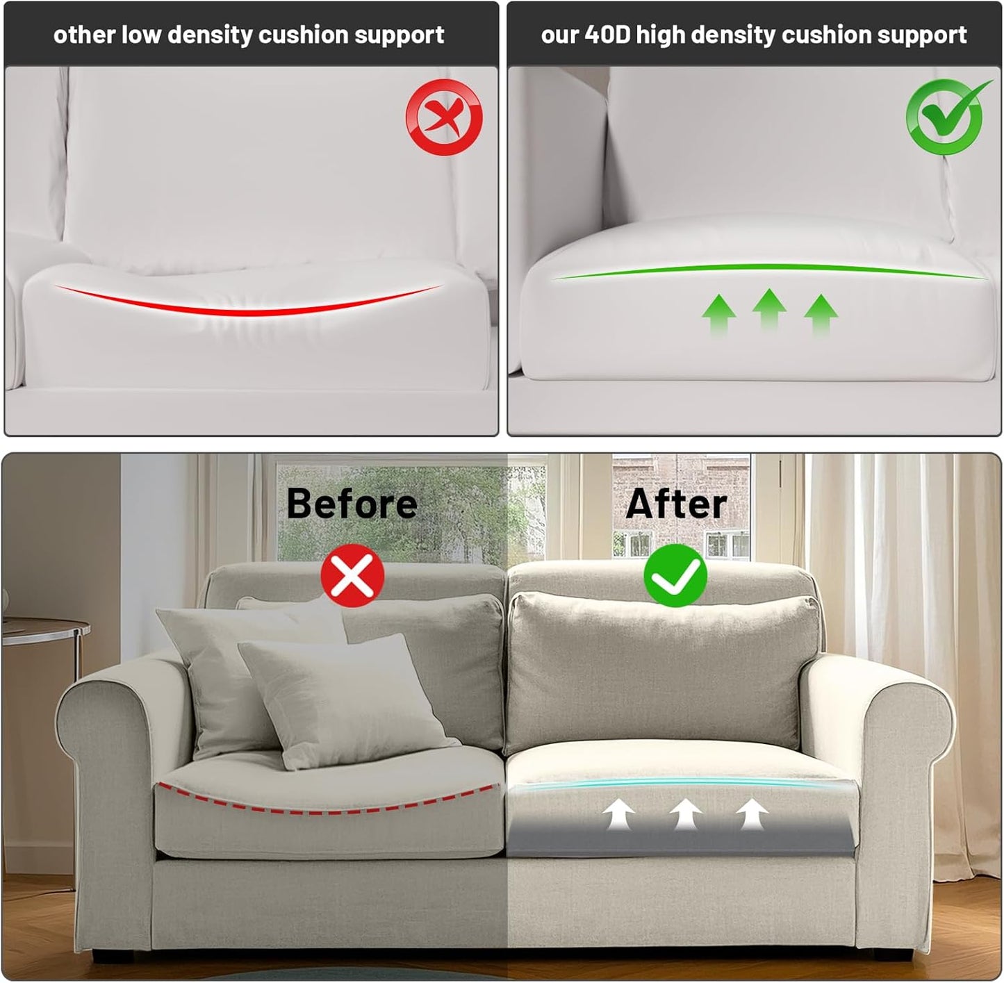 Couch Cushion Support for Sagging Seat – 1 Pack 20x20x2 Inch Sofa Cushion Board Saver & Replacement Insert for Saggy Couch or Chair, Quick No-Tool Install with 40D Memory Foam