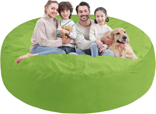 7FT Bean Bag Chair, Large Bean Bag Chairs with Memory Foam Filled, Fluffy Beanbag Sofa with Dutch Velvet Cover, Round BeanBag Chairs for Living Room, Playroom - Lime