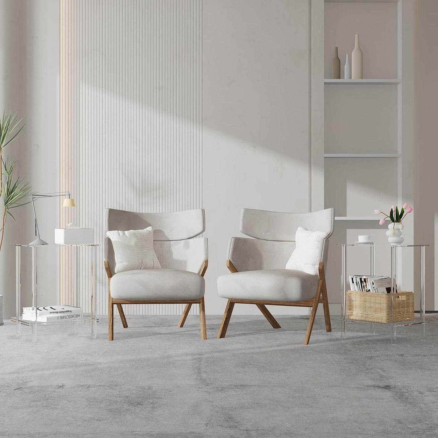 Clear Acrylic End Table, 2-Tier Modern Side Table for Living Room, Bedroom, Office or Showroom, Small Coffee Table & Bedside Nightstand, Decorative Accent Table for Home Decor