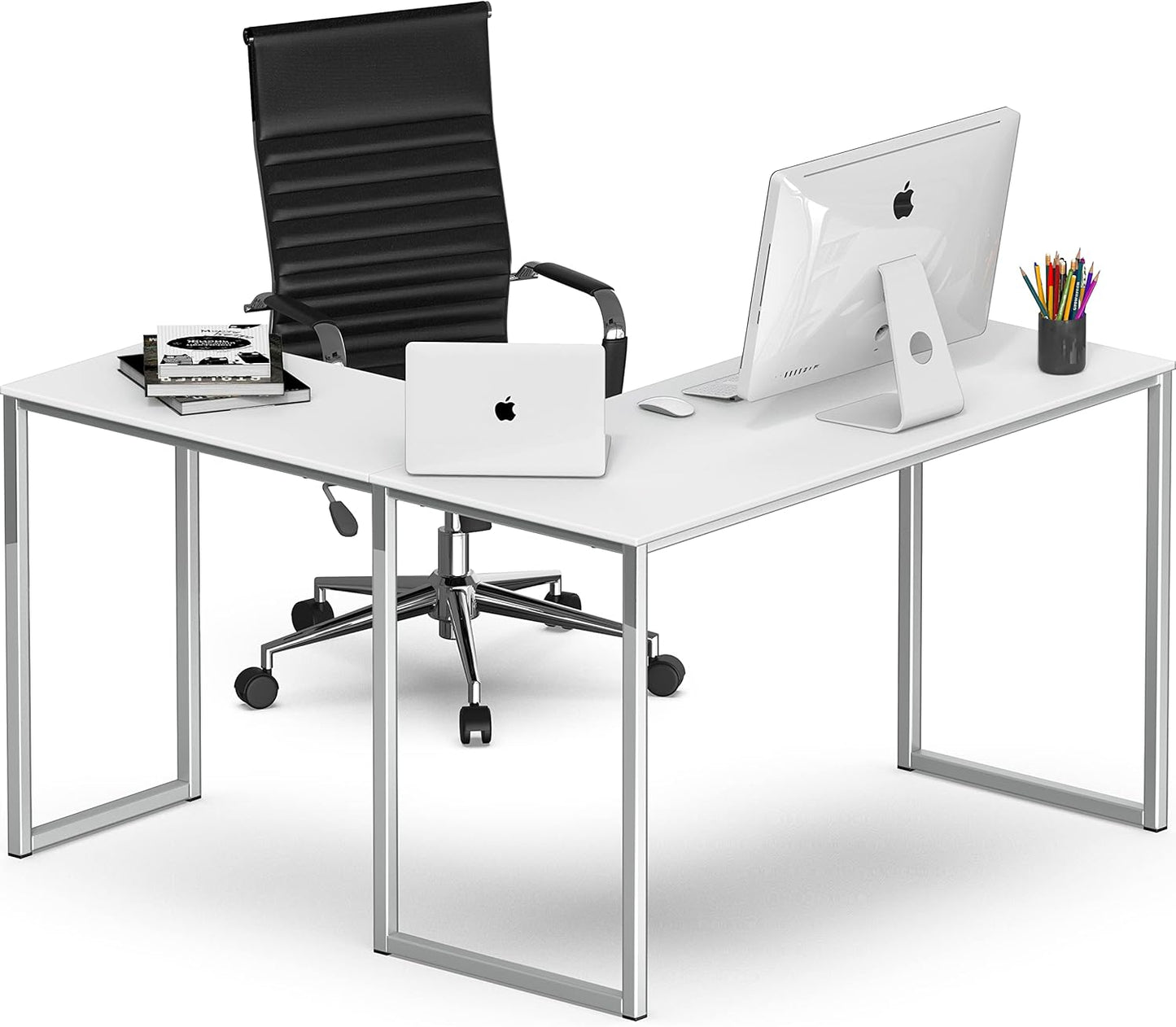 SHW Mission 48 x 48 Inches L-Shape Home Office Computer Desk, White