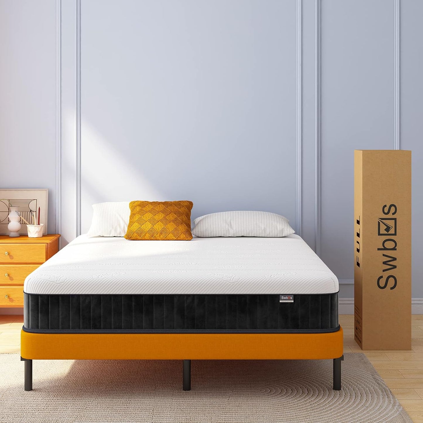Queen Mattress 12 Inch, Hybrid Mattress Queen Size, Bed Matress in a Box, Pressure Relief & Fiberglass Free