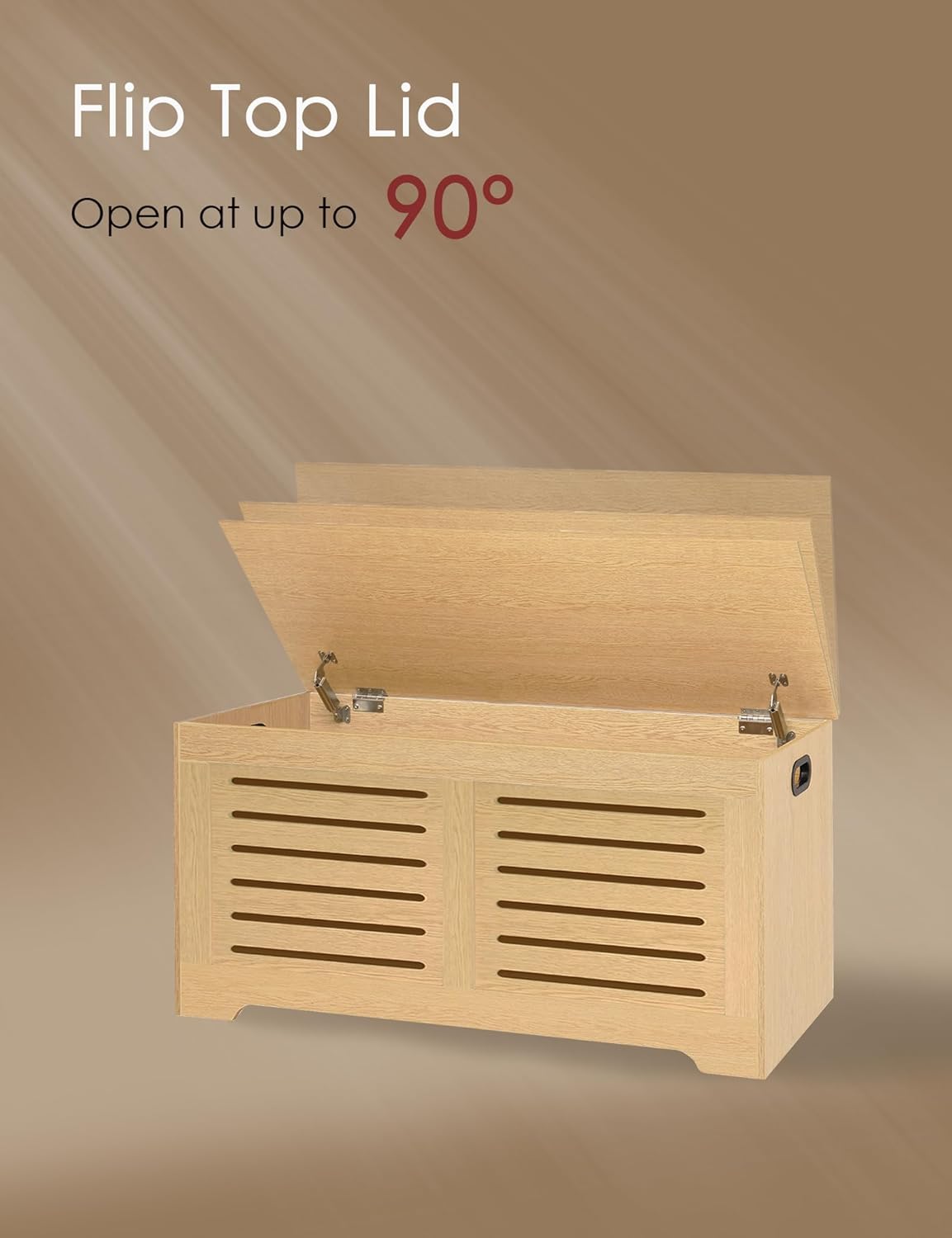 DINZI LVJ Storage Chest, 39.4”Wooden Storage Box with 2 Safety Hinges, Entryway Shoe Bench with Flip-Top, Farmhouse Style Trunk for Living Room, Bedroom, Play Room, Easy Assembly, Natural