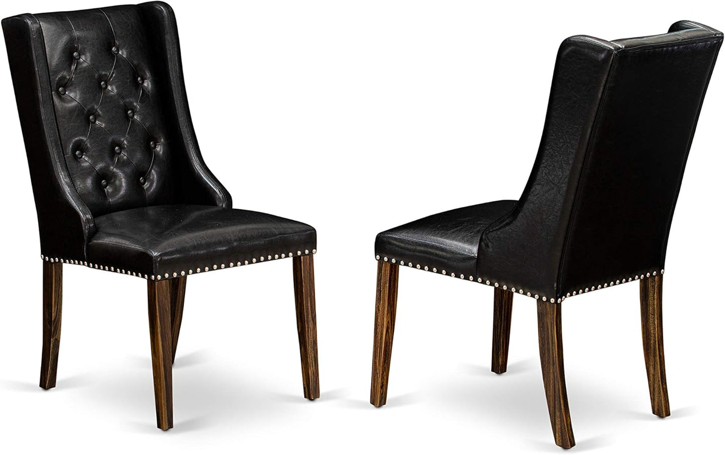 East West Furniture X777FO749-5 5 Piece Dining Set Includes a Rectangle Dining Room Table with X-Legs and 4 Black Faux Leather Upholstered Parson Chairs, 40x72 Inch, Multi-Color