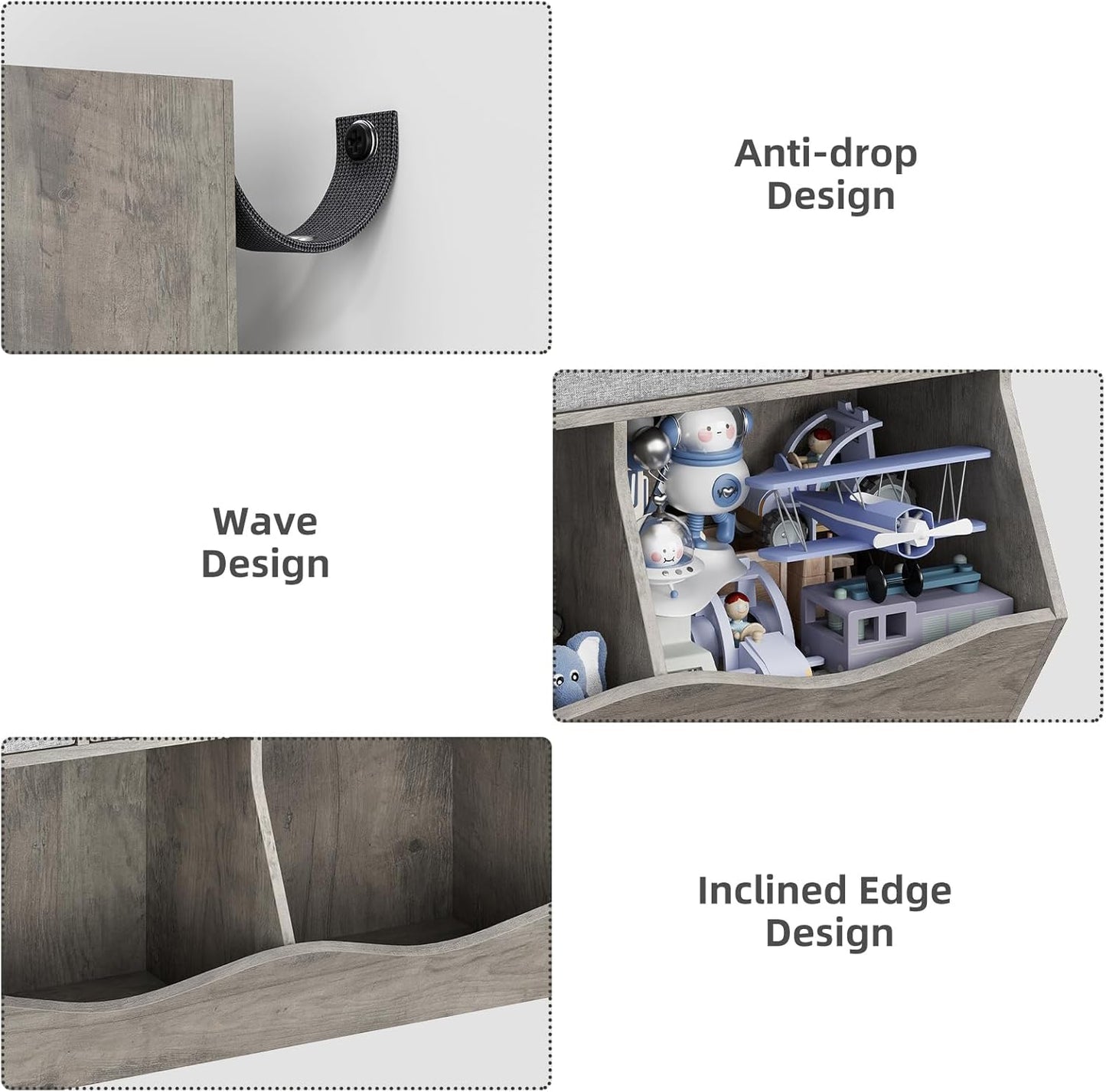 IDEALHOUSE Kids Bookshelf and Toy Storage Organizer with 3 Movable Drawers, Floor Storage Cabinet Toy Chest with 4 Cubbies, Multifunctional Storage Chest for Nursery, Playroom and Bedroom, White